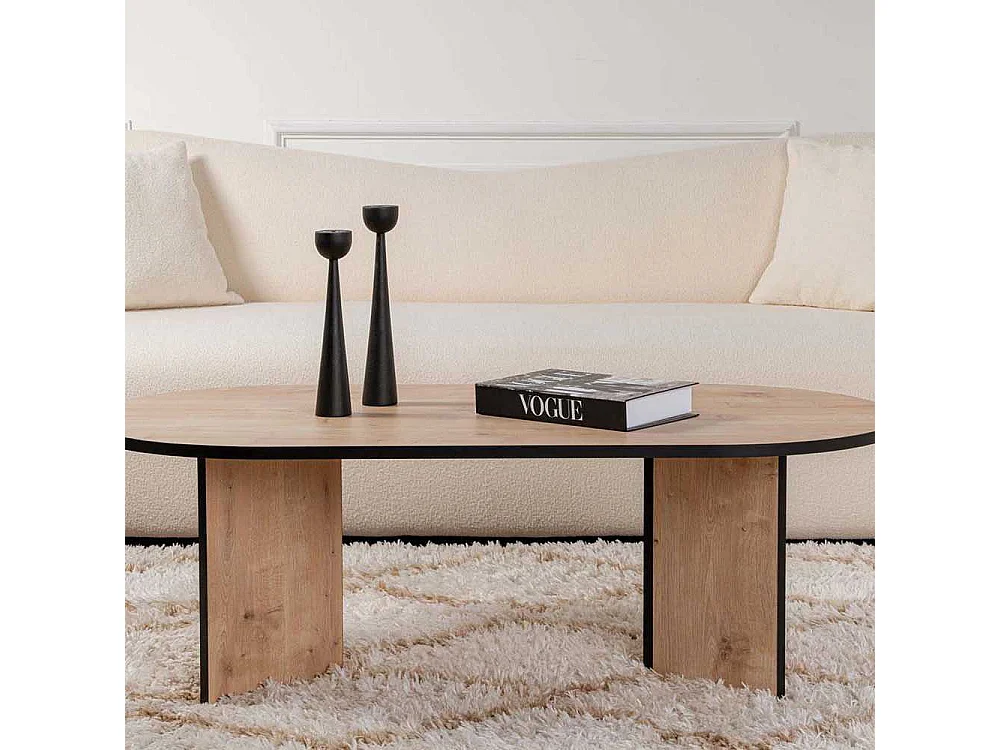 Table basse ovale en aggloméré Sable