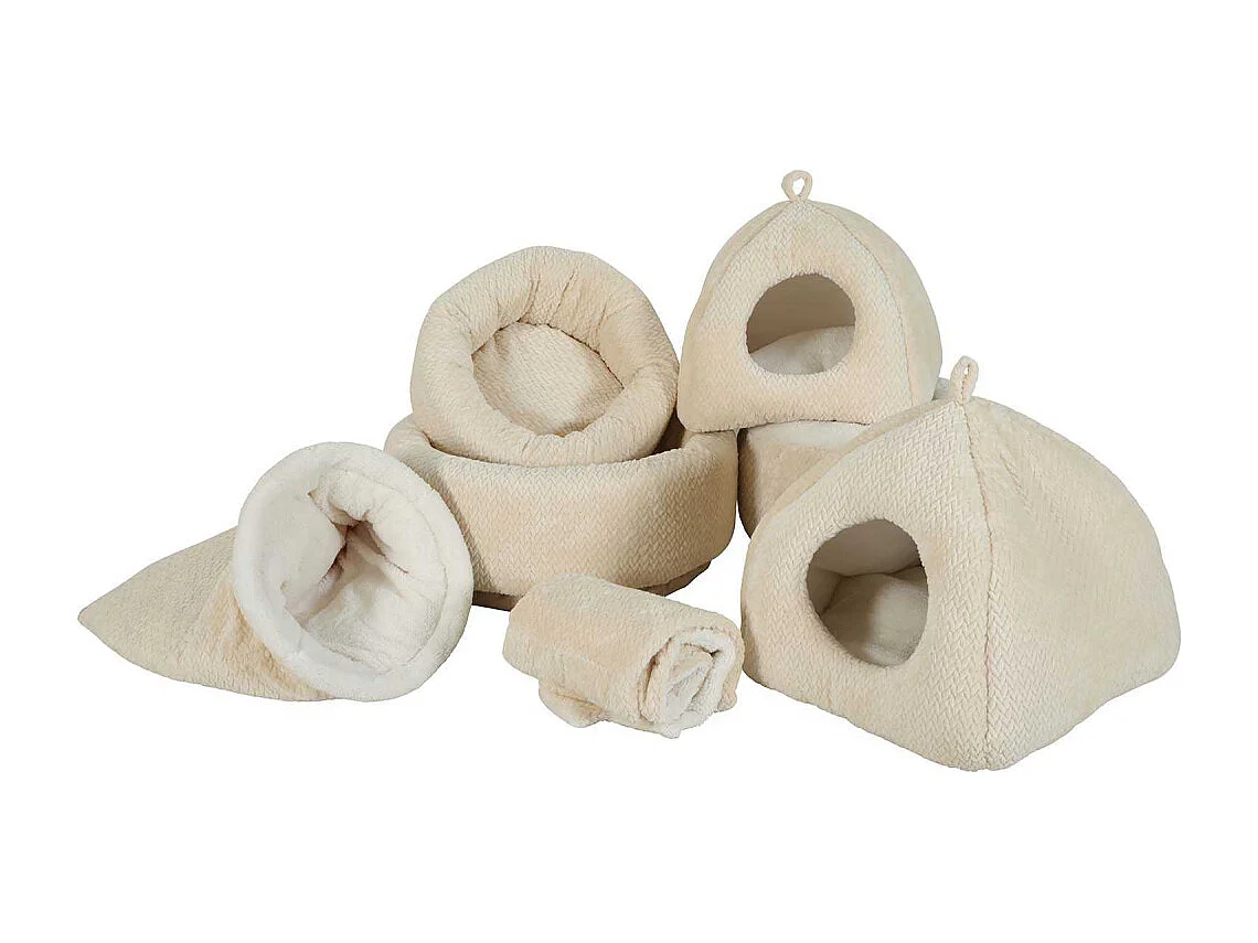 Corbeille ronde pour chat en fourrure Olympe 40 cm