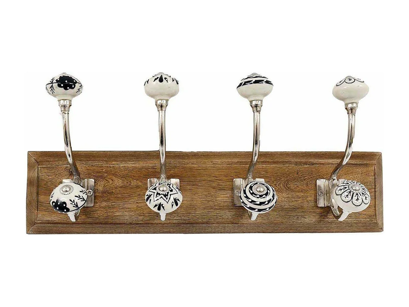 Patère en bois 8 crochets en céramique 44 cm Modèle 3