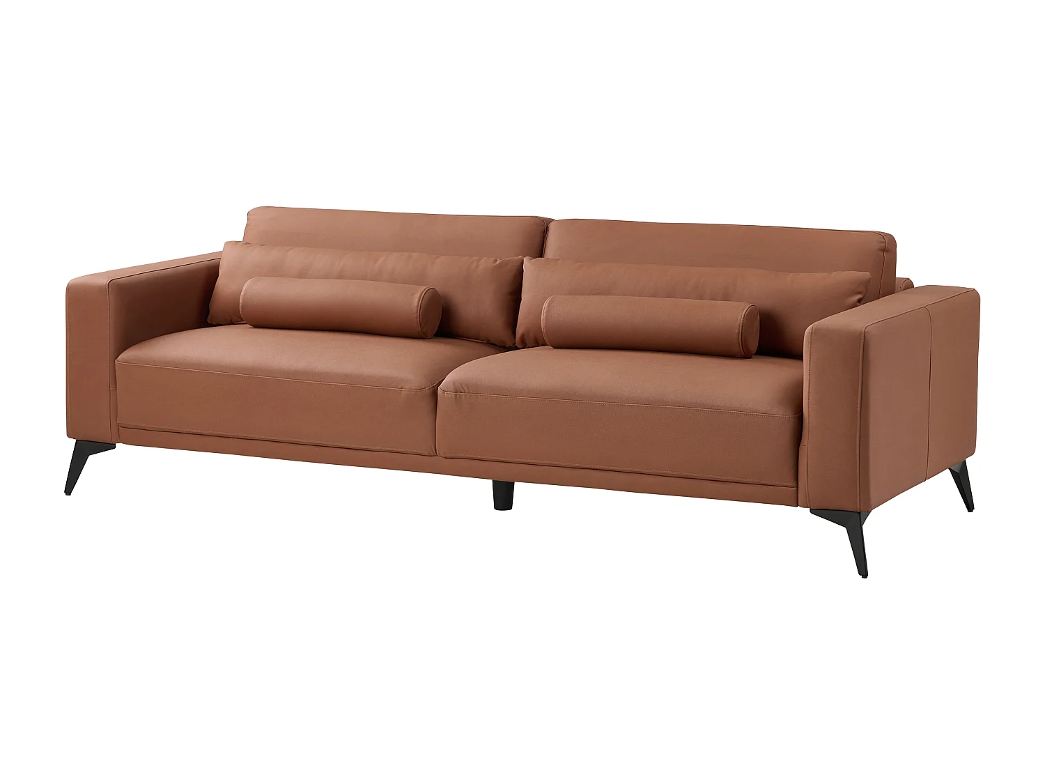 Sofa Kunstleder gold braun 3-Sitzer gepolstert verstellbare Rückenlehne Ange