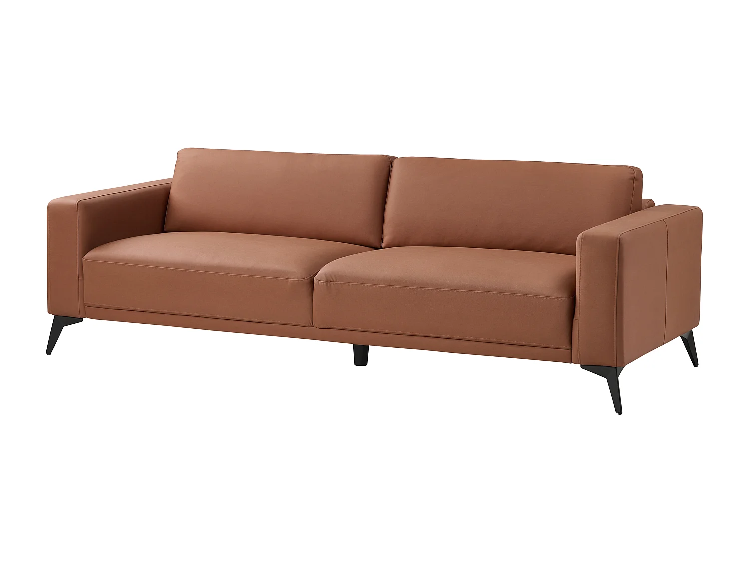 Sofa Kunstleder gold braun 3-Sitzer gepolstert verstellbare Rückenlehne Ange