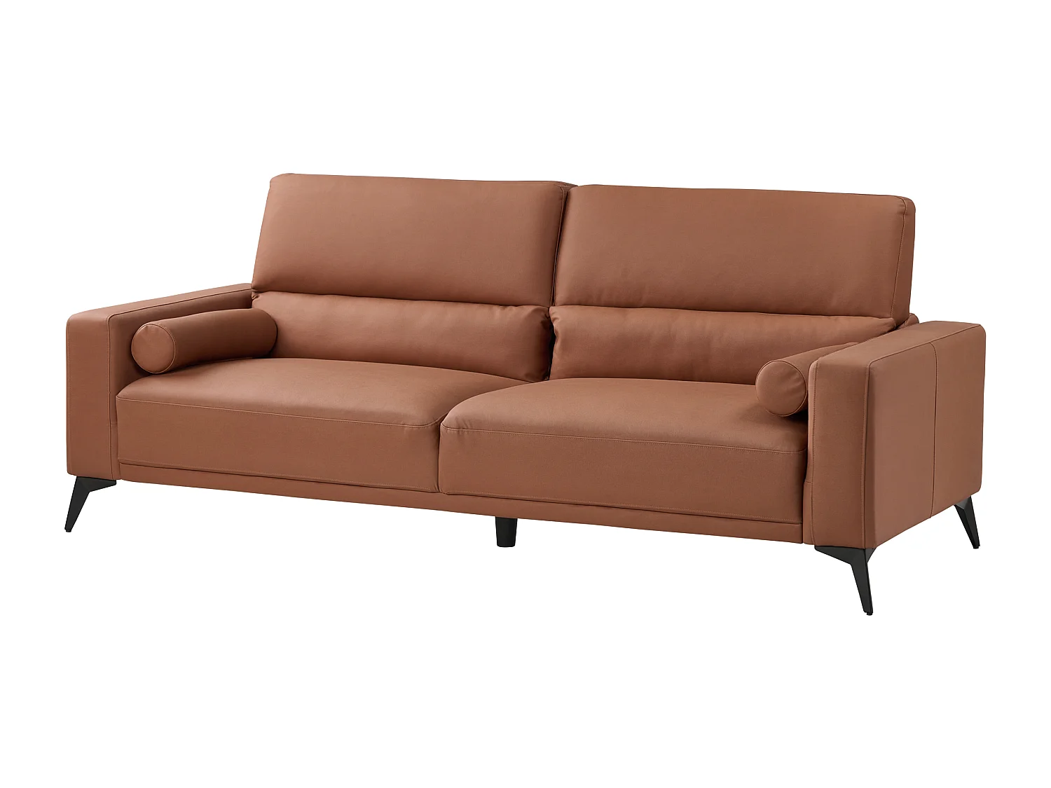 Sofa Kunstleder gold braun 3-Sitzer gepolstert verstellbare Rückenlehne Ange