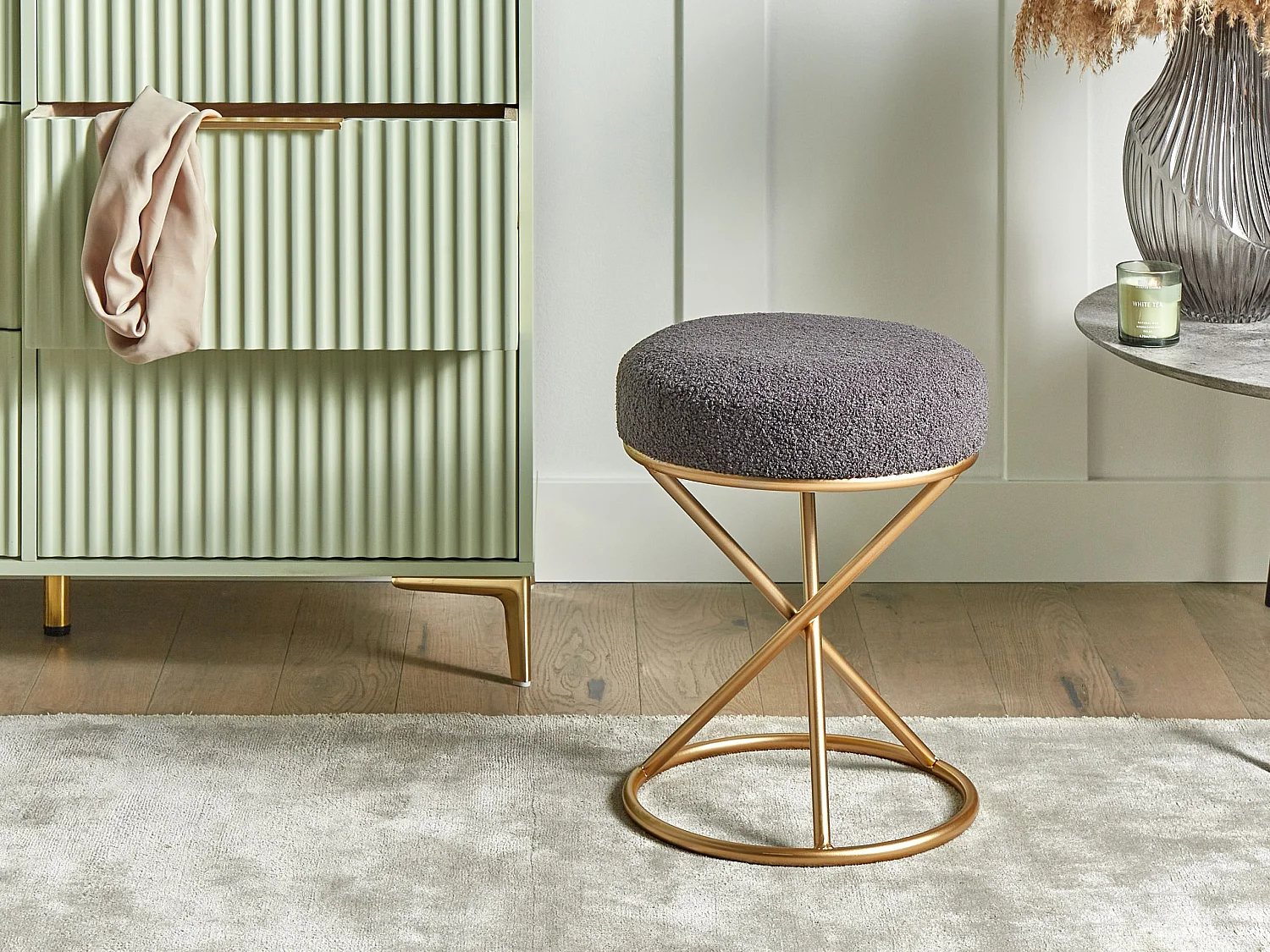 Repose-pied PRESHO Bouclé Gris