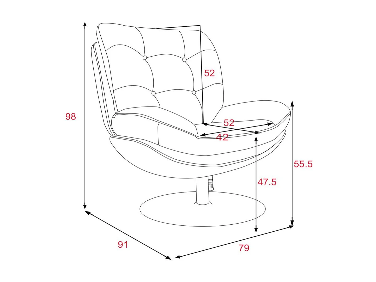 Fauteuil Magnum gris foncé Chrome