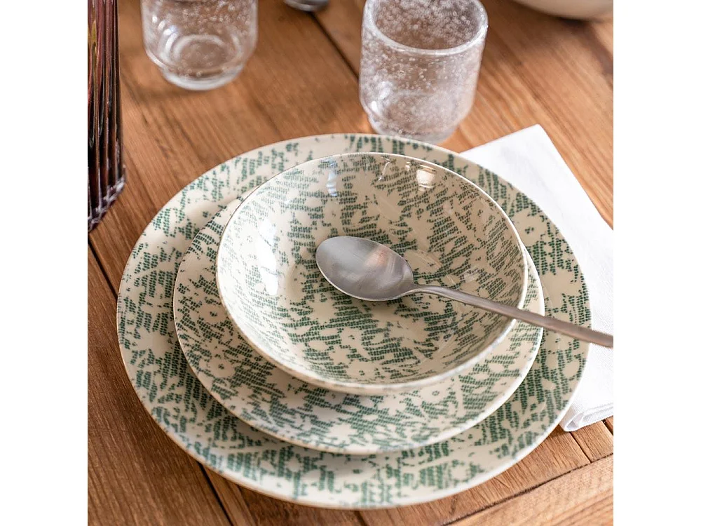 Assiette plate Léa verte 27 cm (lot de 6)