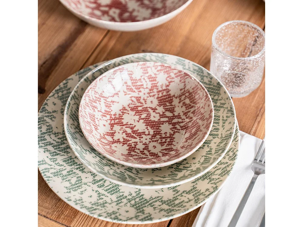 Assiette creuse Léa verte 22 cm (lot de 6)