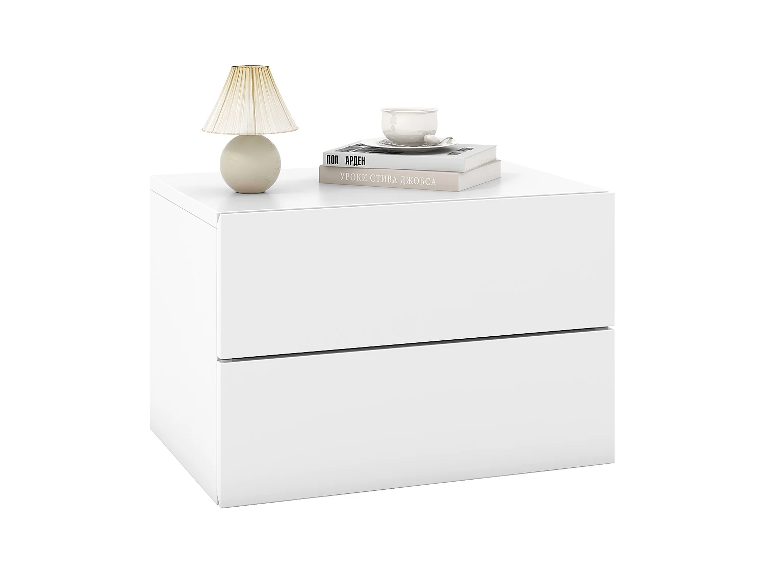 Table de Chevet Suspendue, avec 2 Tiroirs, Table de Nuit Flottante Moderne pour Chambre, Salon, Bureau, Blanc