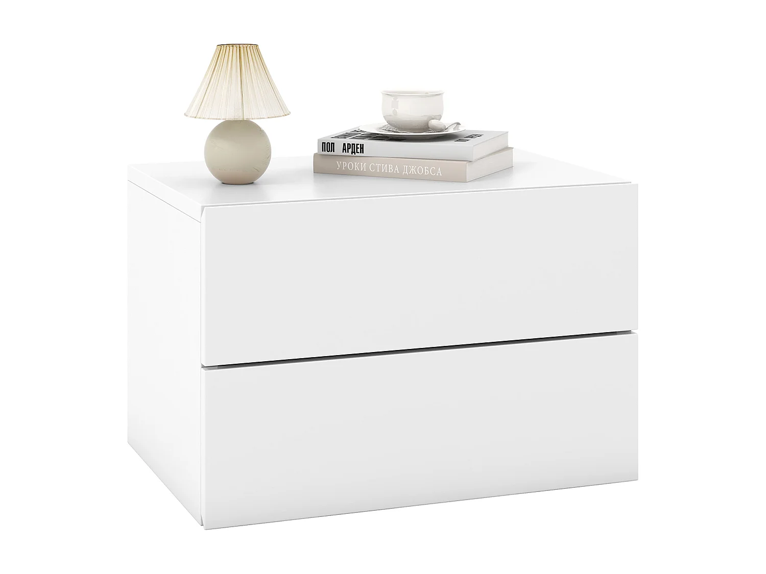 Table de Chevet Suspendue, avec 2 Tiroirs, Table de Nuit Flottante Moderne pour Chambre, Salon, Bureau, Blanc