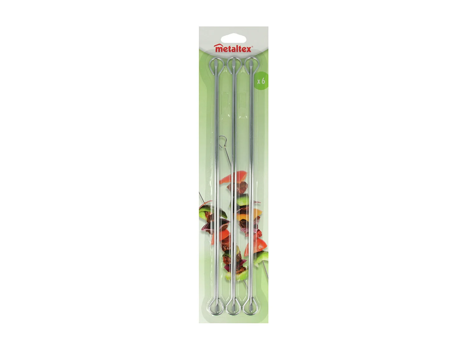 6 brochettes chromées 35 cm