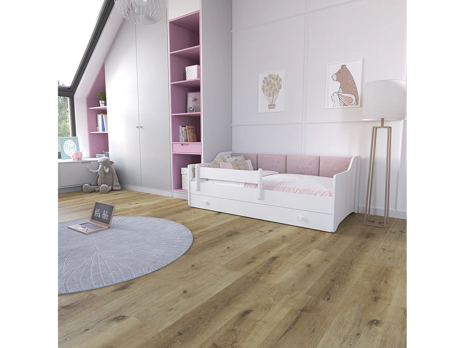 Lit enfant rembourré ERYK 160x80 avec tiroir + matelas