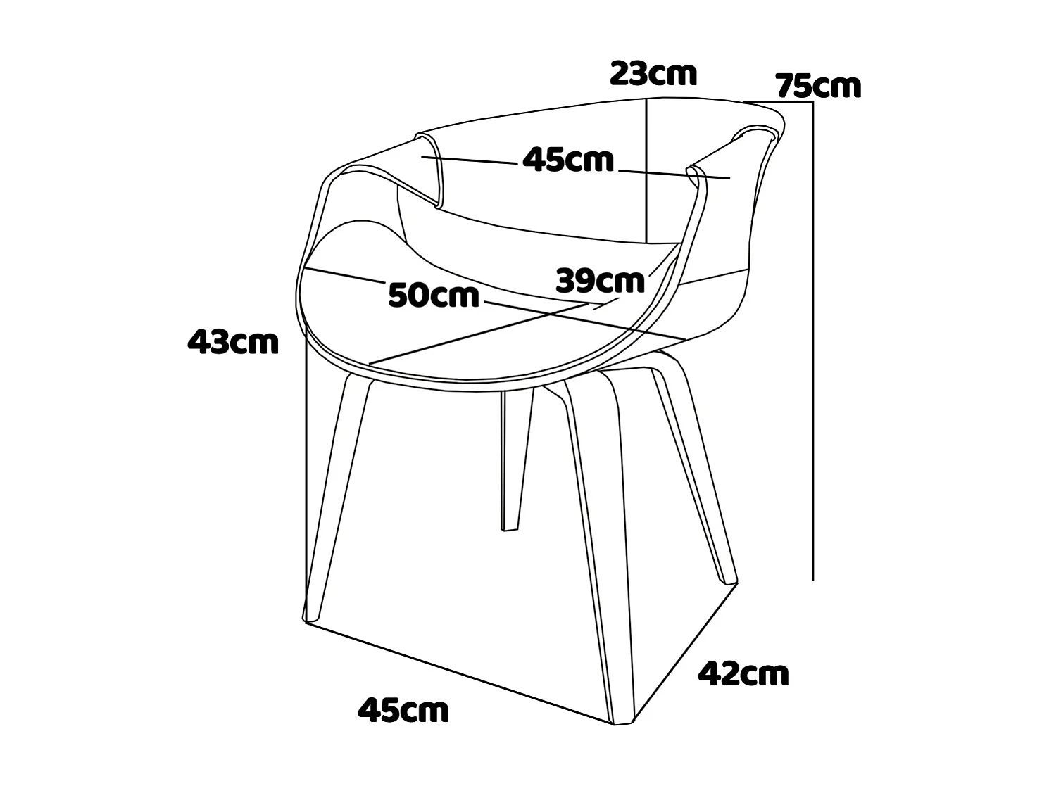 Yorkshire - Poltroncina in legno massello e letherette nera
