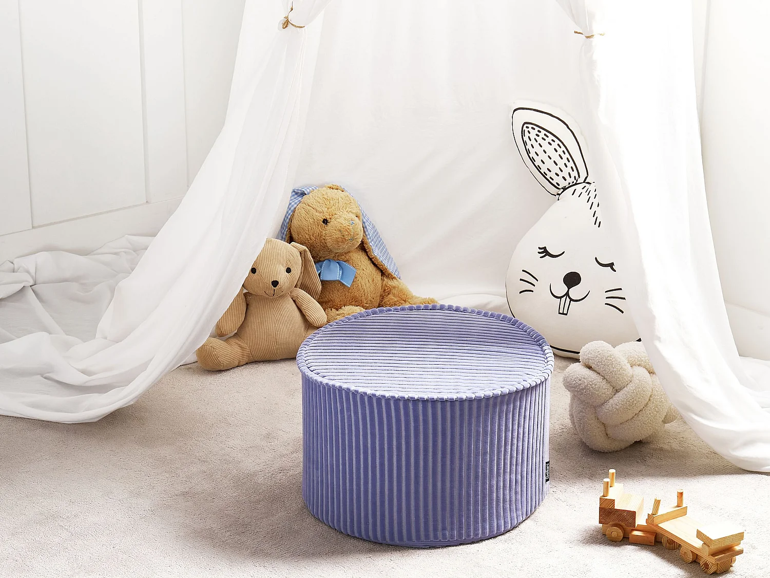 Pouf ZIKRIA Samtstoff Hellviolett 40 cm 40 cm 25 cm