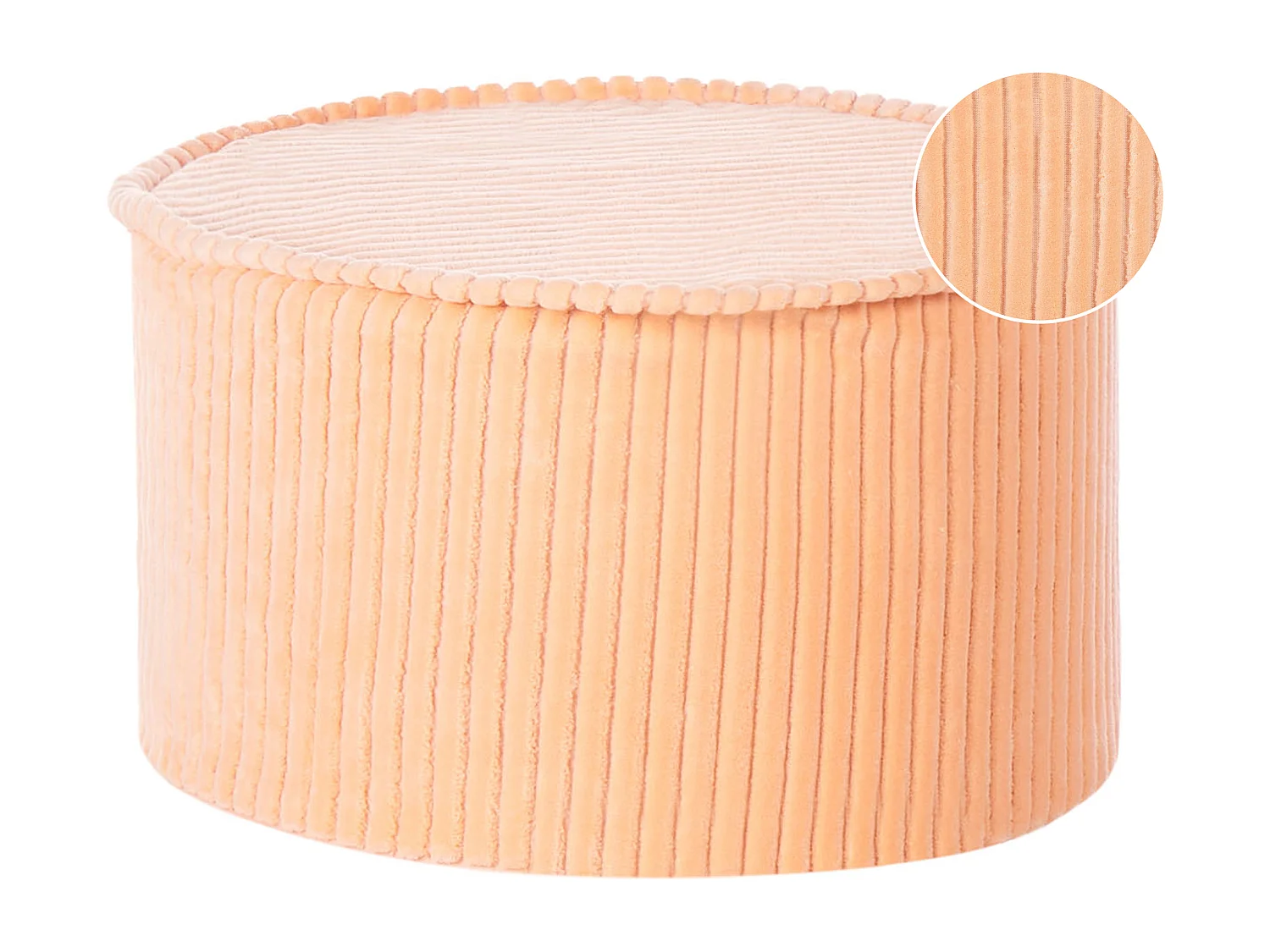 Pouf ZIKRIA Velluto Rosa pesca 40 cm 40 cm 25 cm