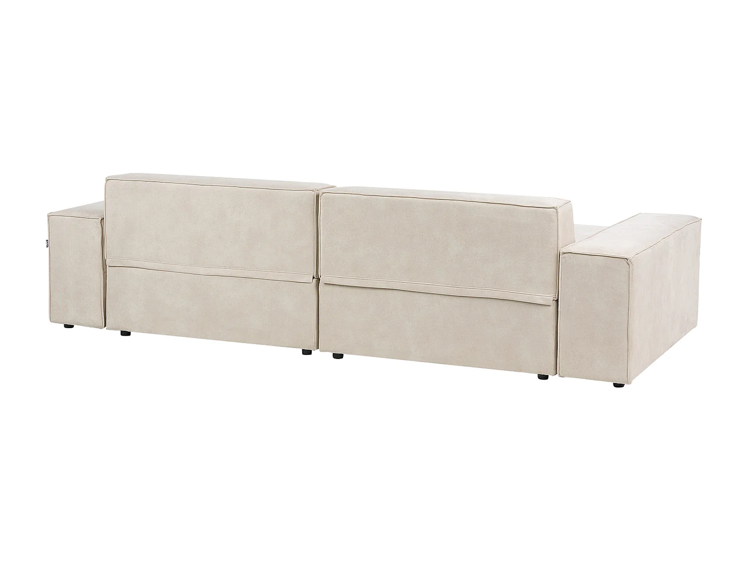 Canapé d'angle modulable HELLNAR Velours Beige clair avec ottoman 2 places Côté droit