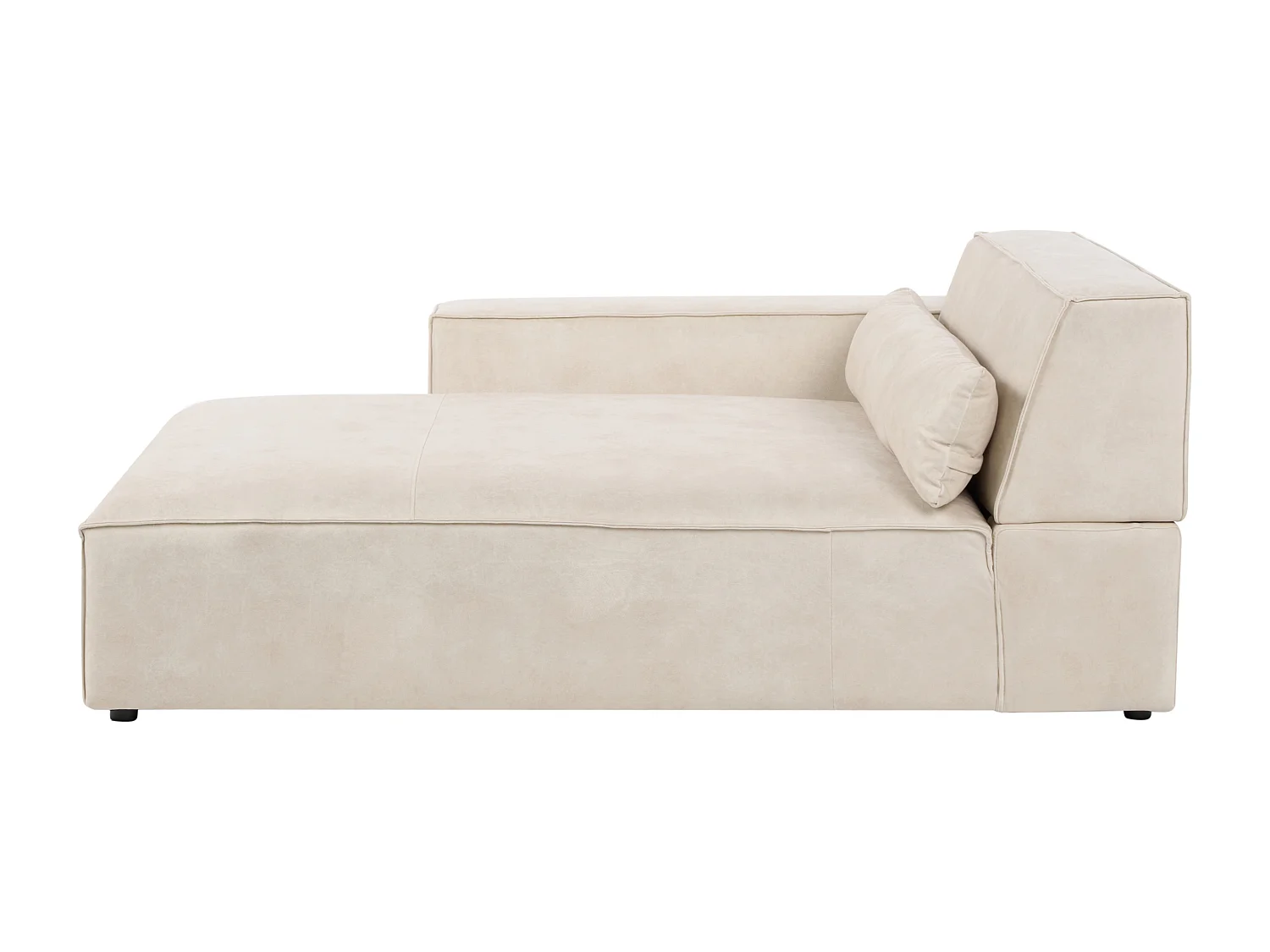 Canapé d'angle modulable HELLNAR Velours Beige clair avec ottoman 2 places Côté droit