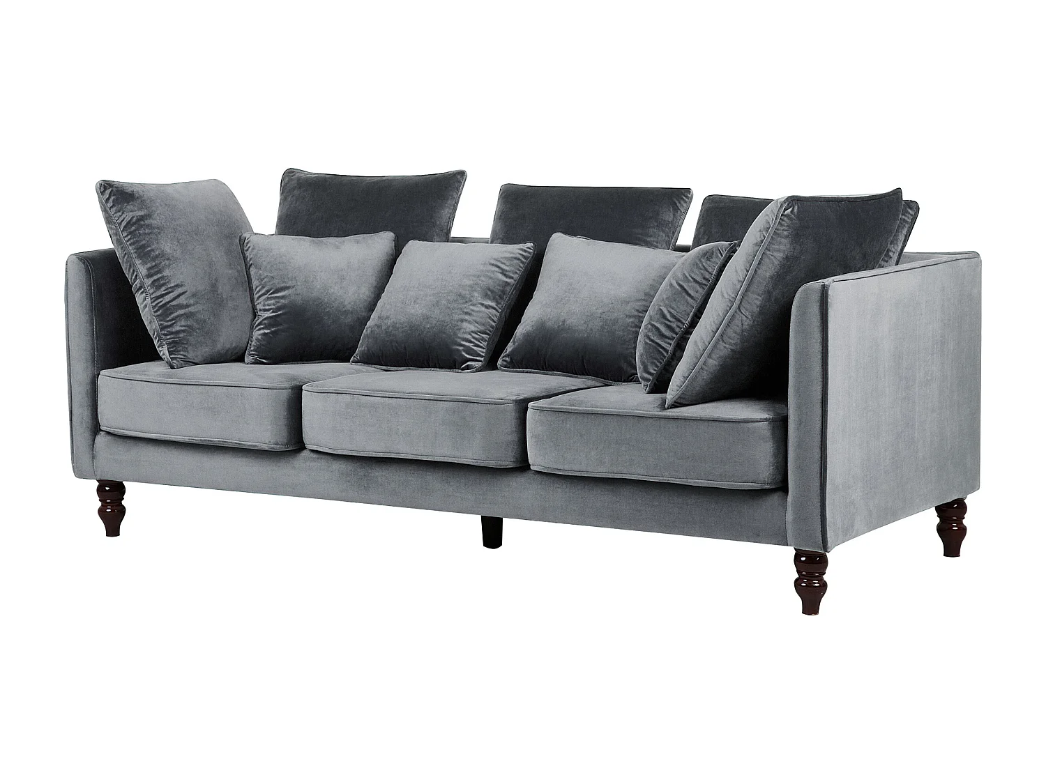 Modernes Dreisitzer Sofa in Grau Samtstoff Polsterbezug Fenstad