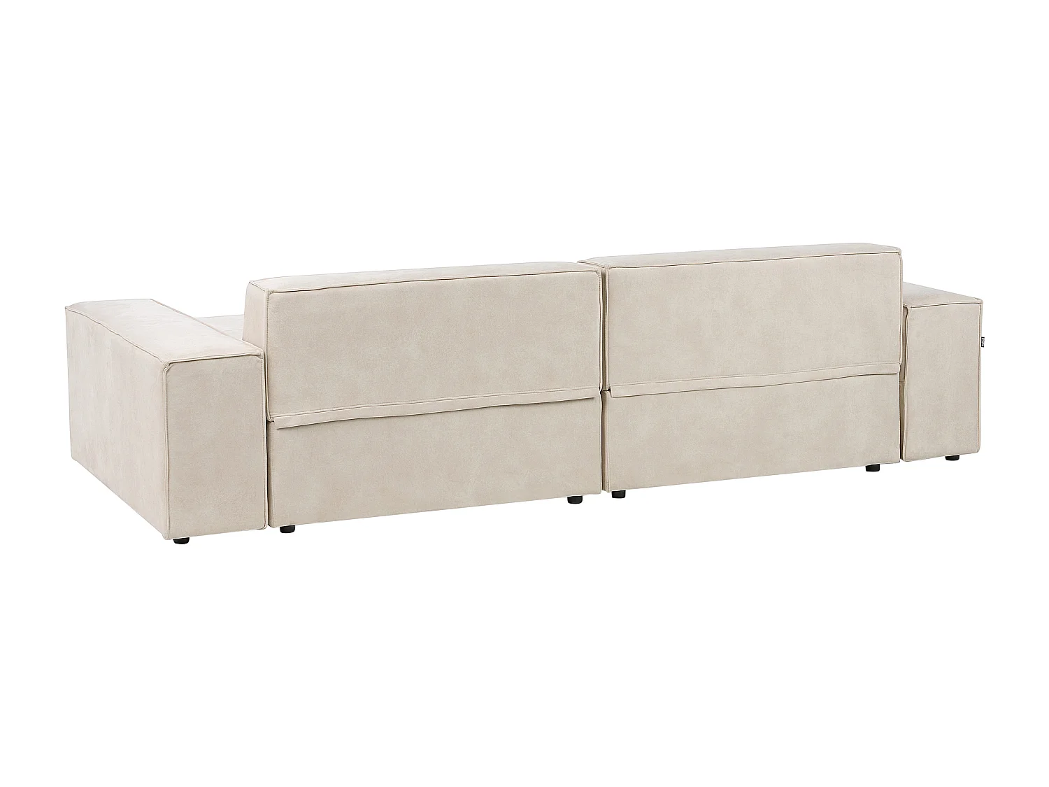 Modul 2-Sitzer Ecksofa Samt beige Chaiselongue links Ottomane Kissen Hellnar