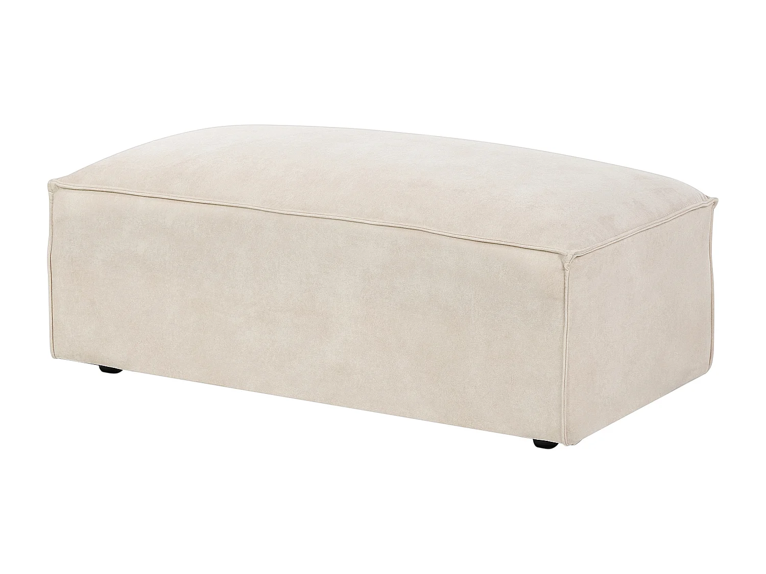 Modul 2-Sitzer Ecksofa Samt beige Chaiselongue links Ottomane Kissen Hellnar
