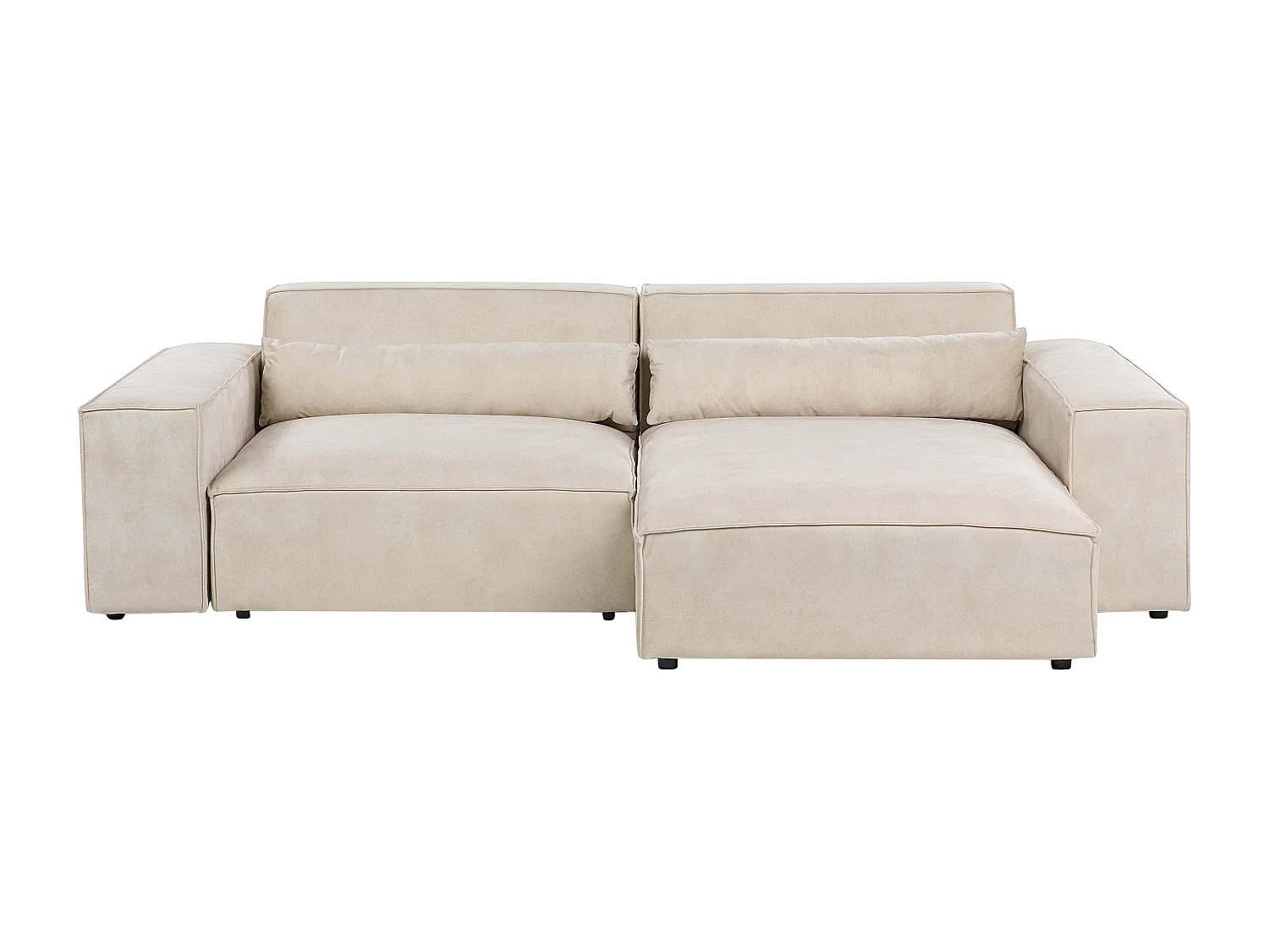Canapé d'angle modulable HELLNAR Velours Beige clair avec ottoman 2 places Côté gauche