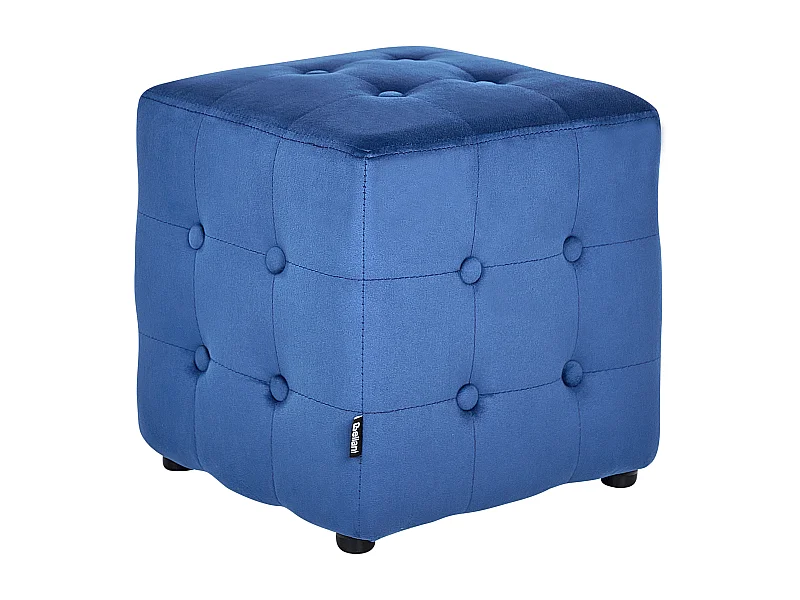 Stilvoller Hocker in Würfel Samtstoff Blau Wisconsin