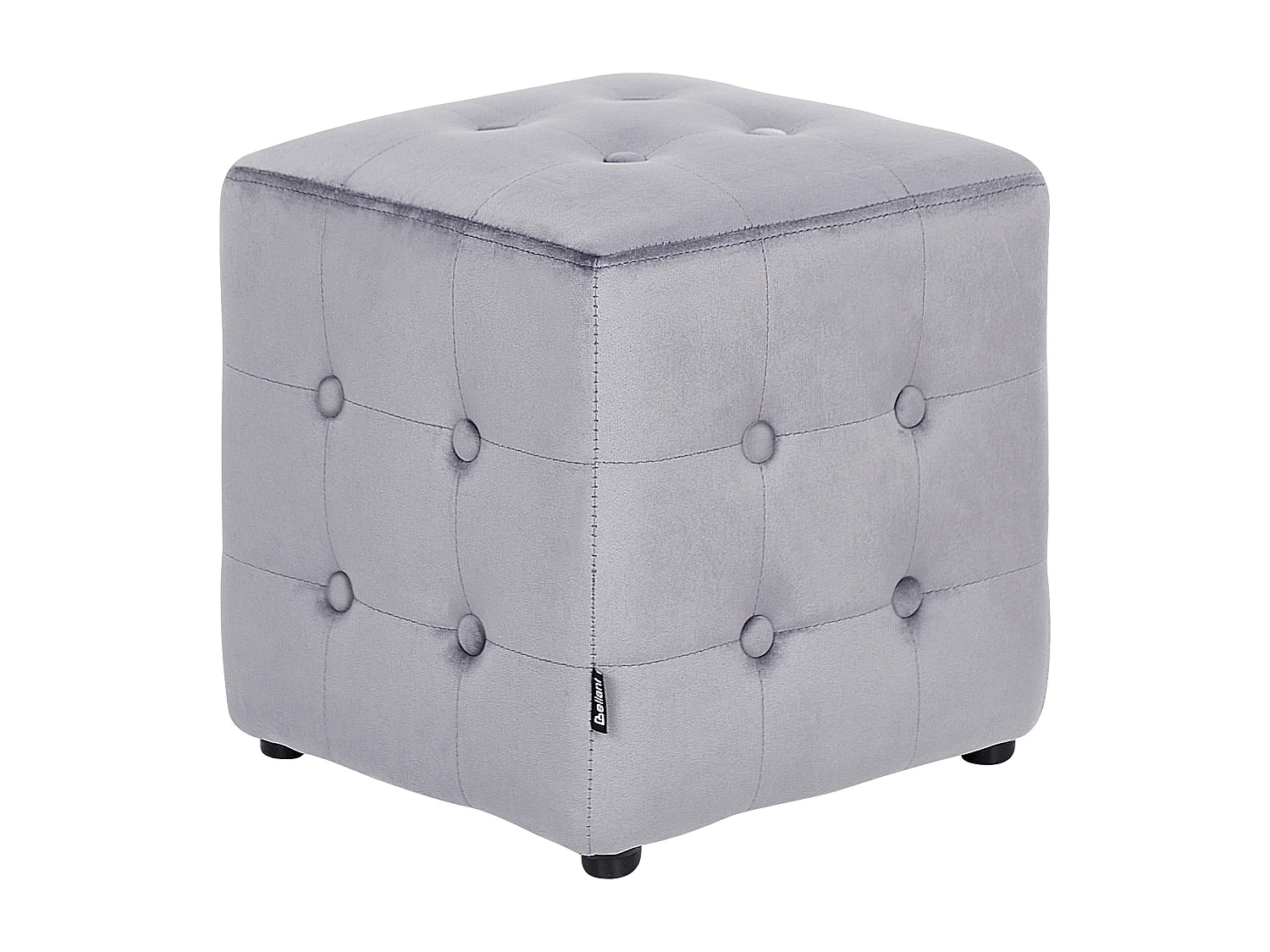 Pouf WISCONSIN Velours Gris 36 cm 36 cm 39 cm