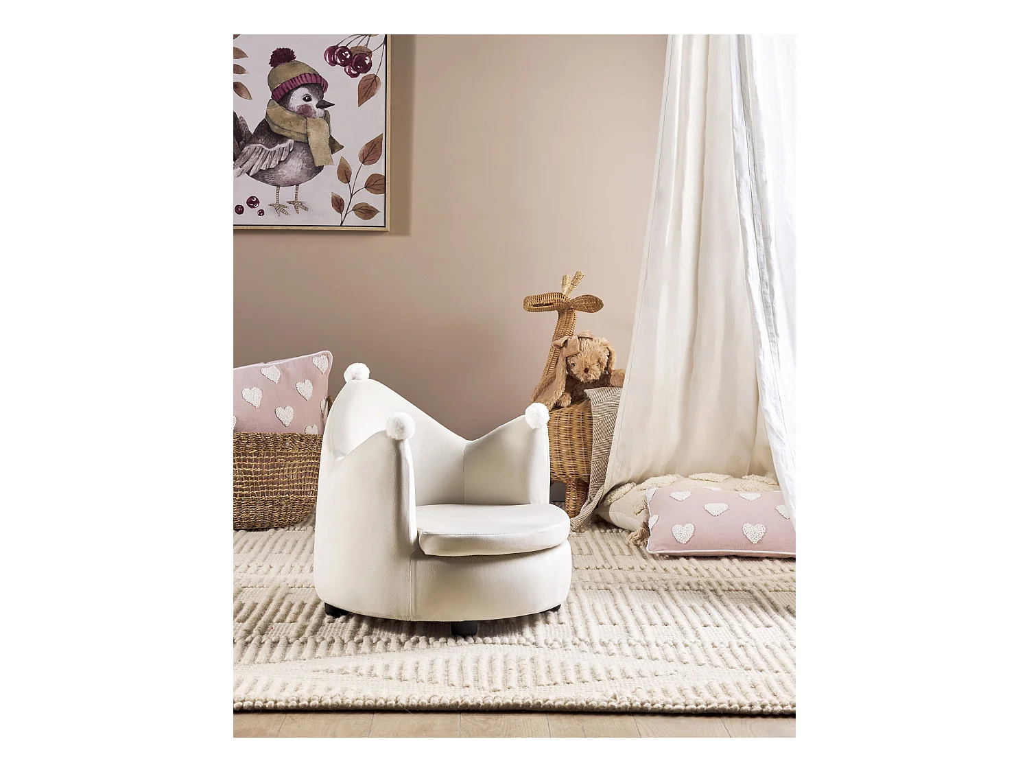 Fauteuil pour enfants Couronne VEGA Velours Beige clair