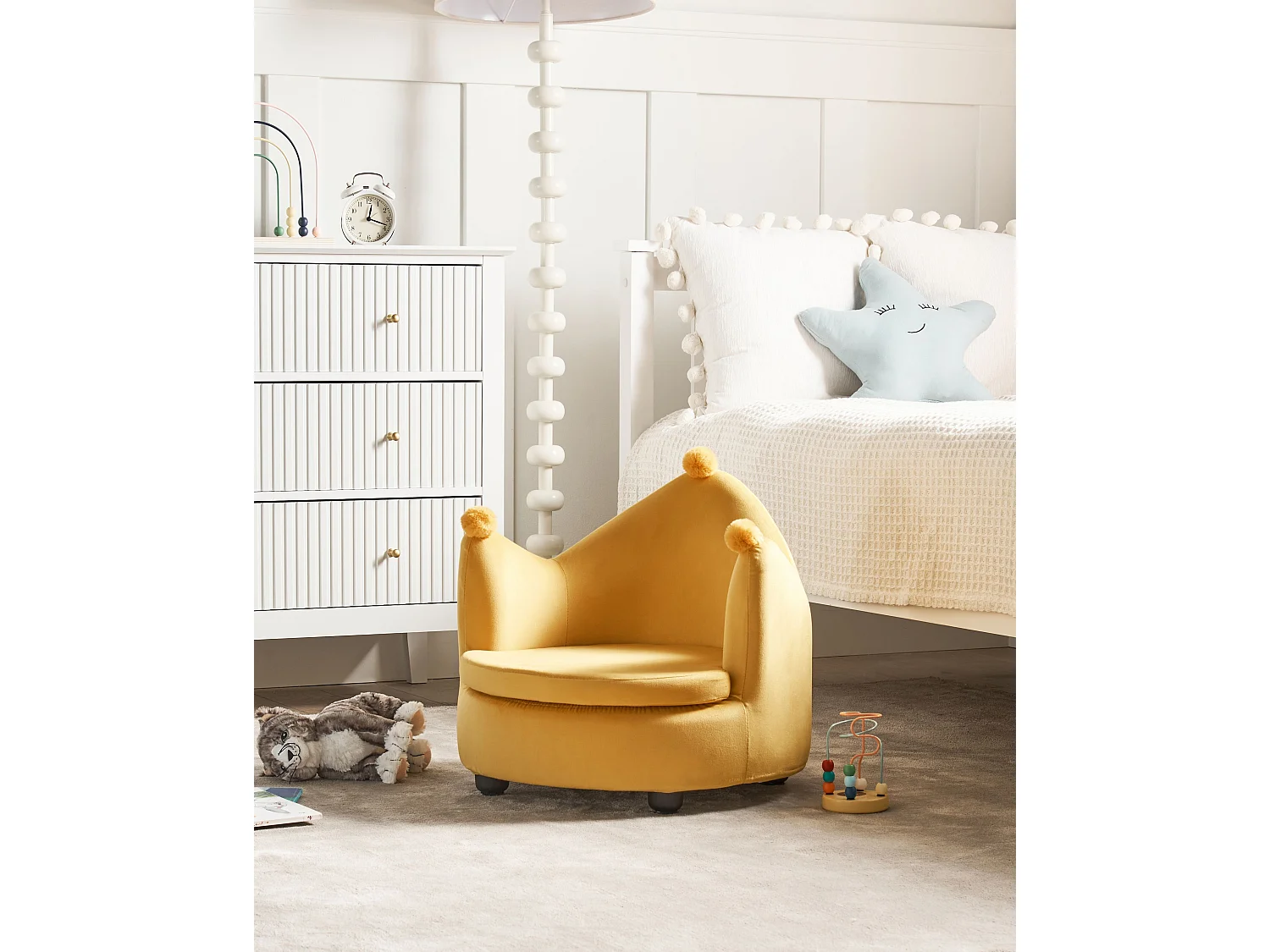 Kinderfauteuil fluweel geel VEGA