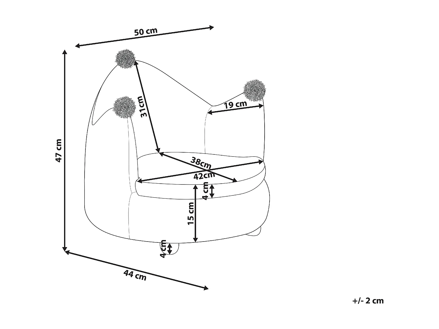 Kindersessel Samtstoff gelb Kronenform VEGA
