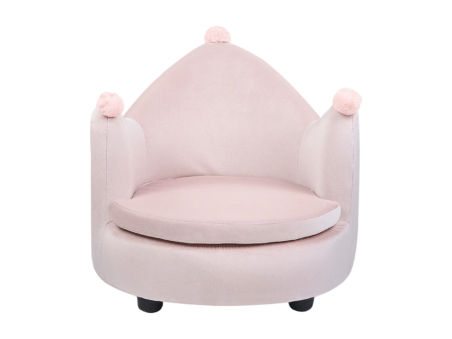 Kindersessel Samtstoff pastellrosa Kronenform VEGA