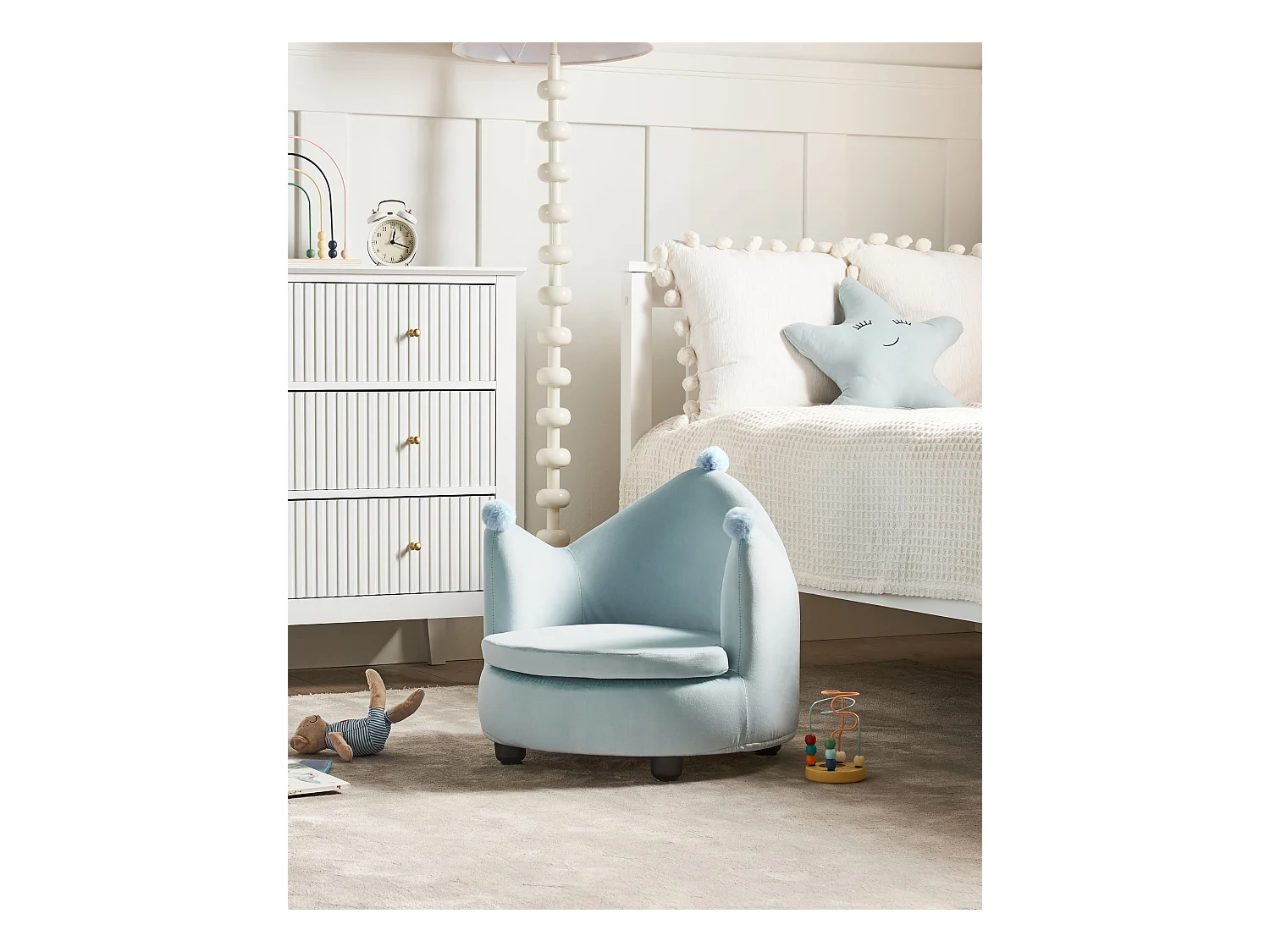 Chaise pour enfant Couronne VEGA Velours Bleu clair