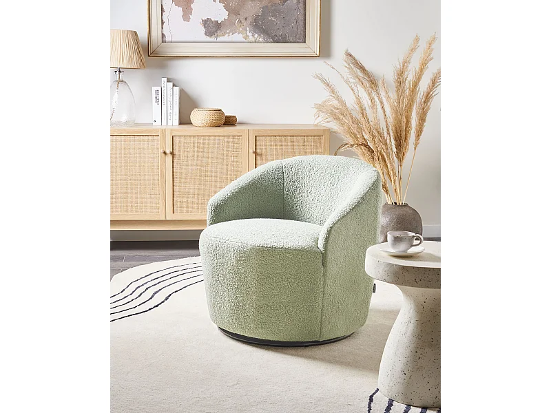Fauteuil pivotant DAVIK Bouclé Vert clair