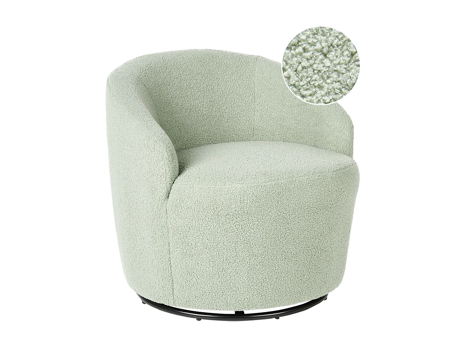 Fauteuil pivotant DAVIK Bouclé Vert clair