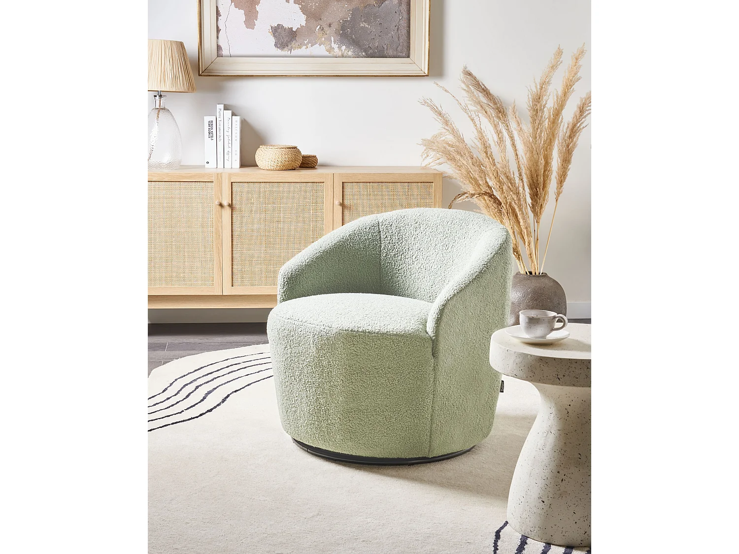 Fauteuil pivotant DAVIK Bouclé Vert clair