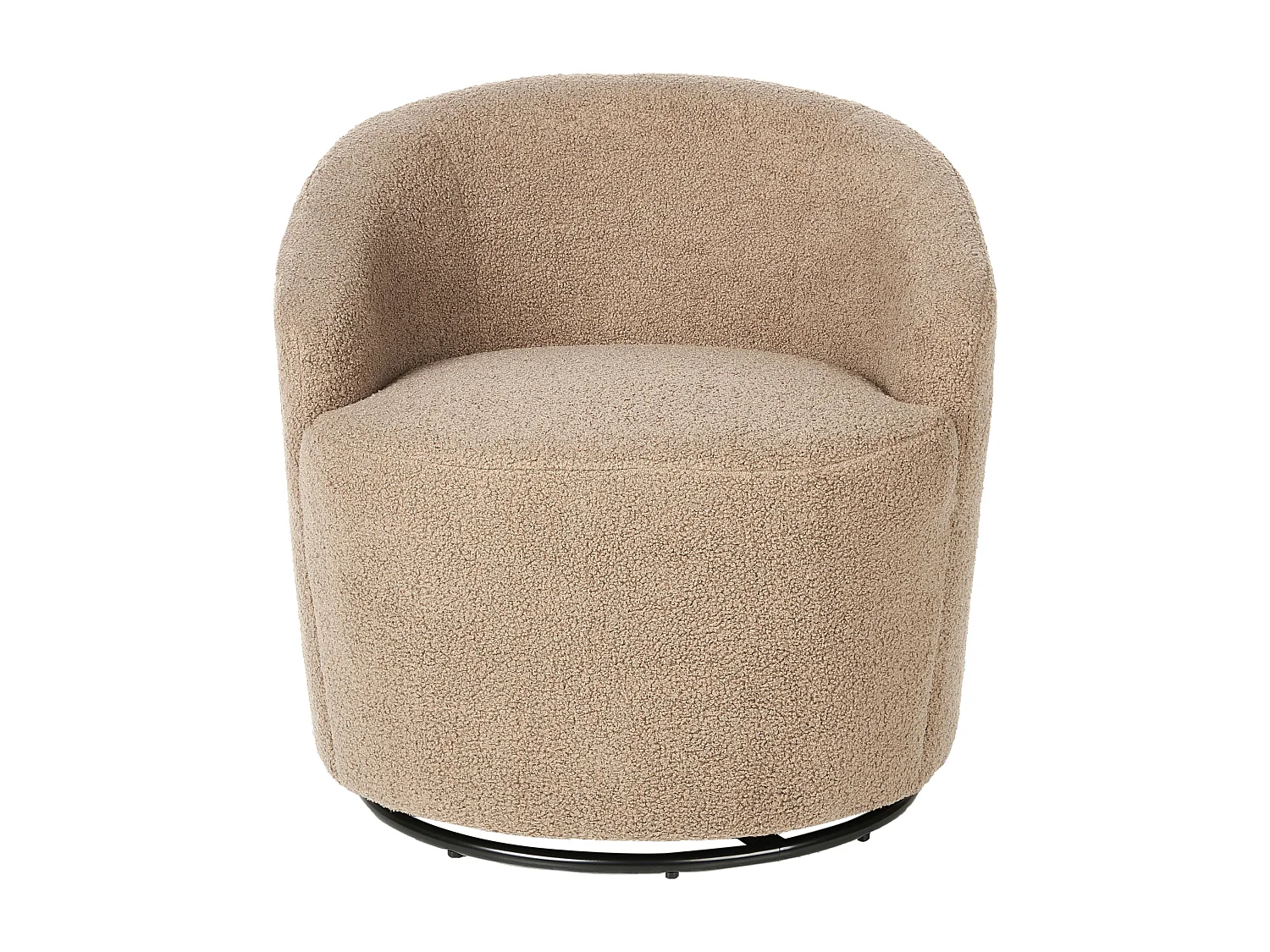 Drehsessel Bouclé beige 360° drehbar geschwungene Rückenlehne Retro Design Davik
