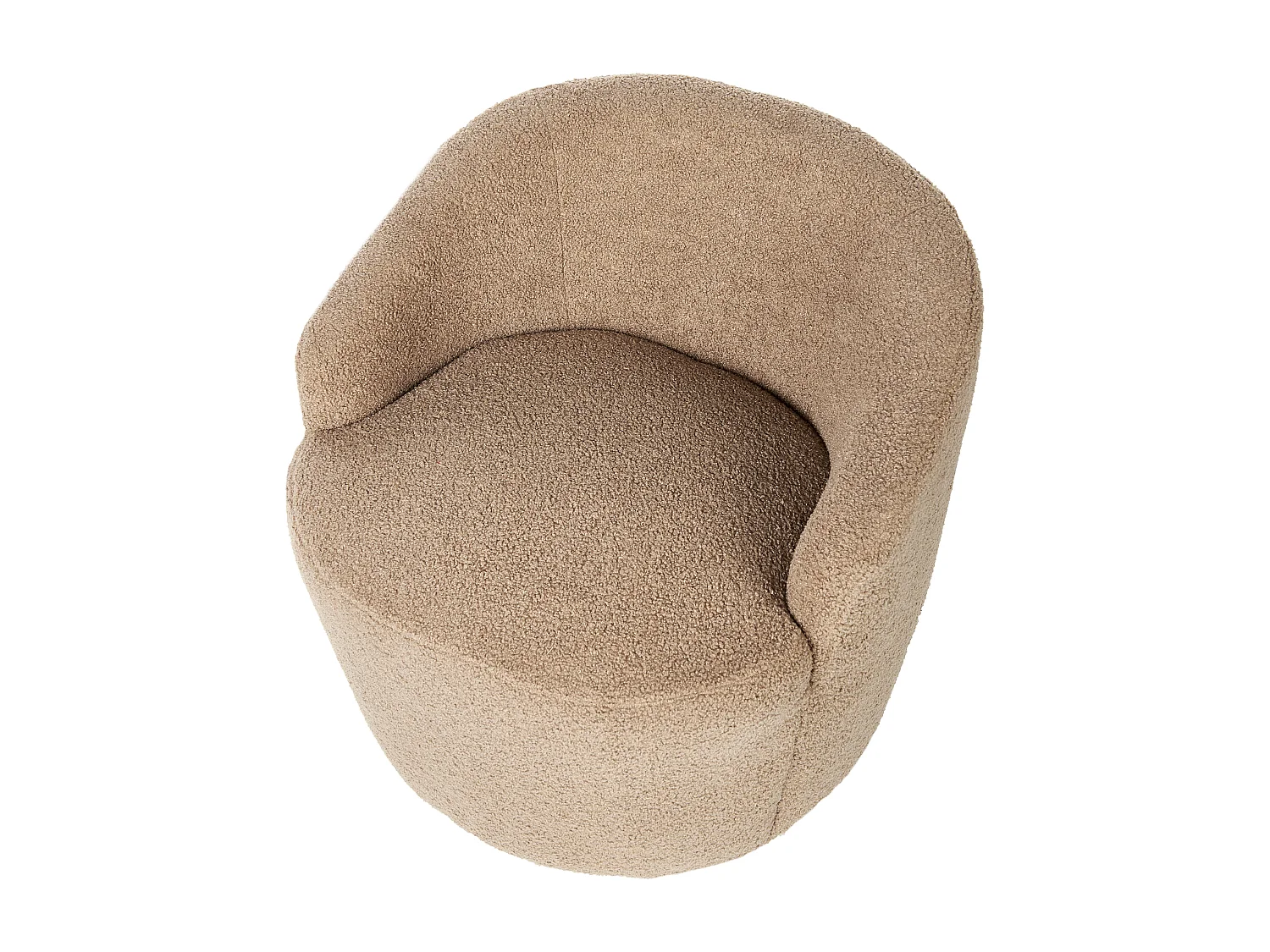 Drehsessel Bouclé beige 360° drehbar geschwungene Rückenlehne Retro Design Davik