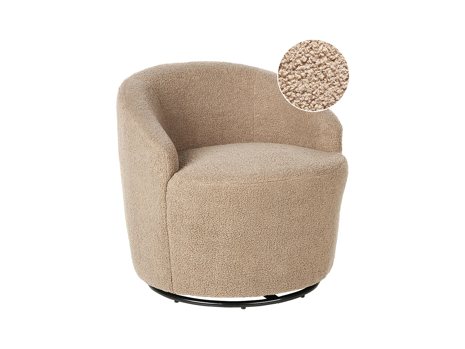 Fauteuil pivotant DAVIK Bouclé Taupe