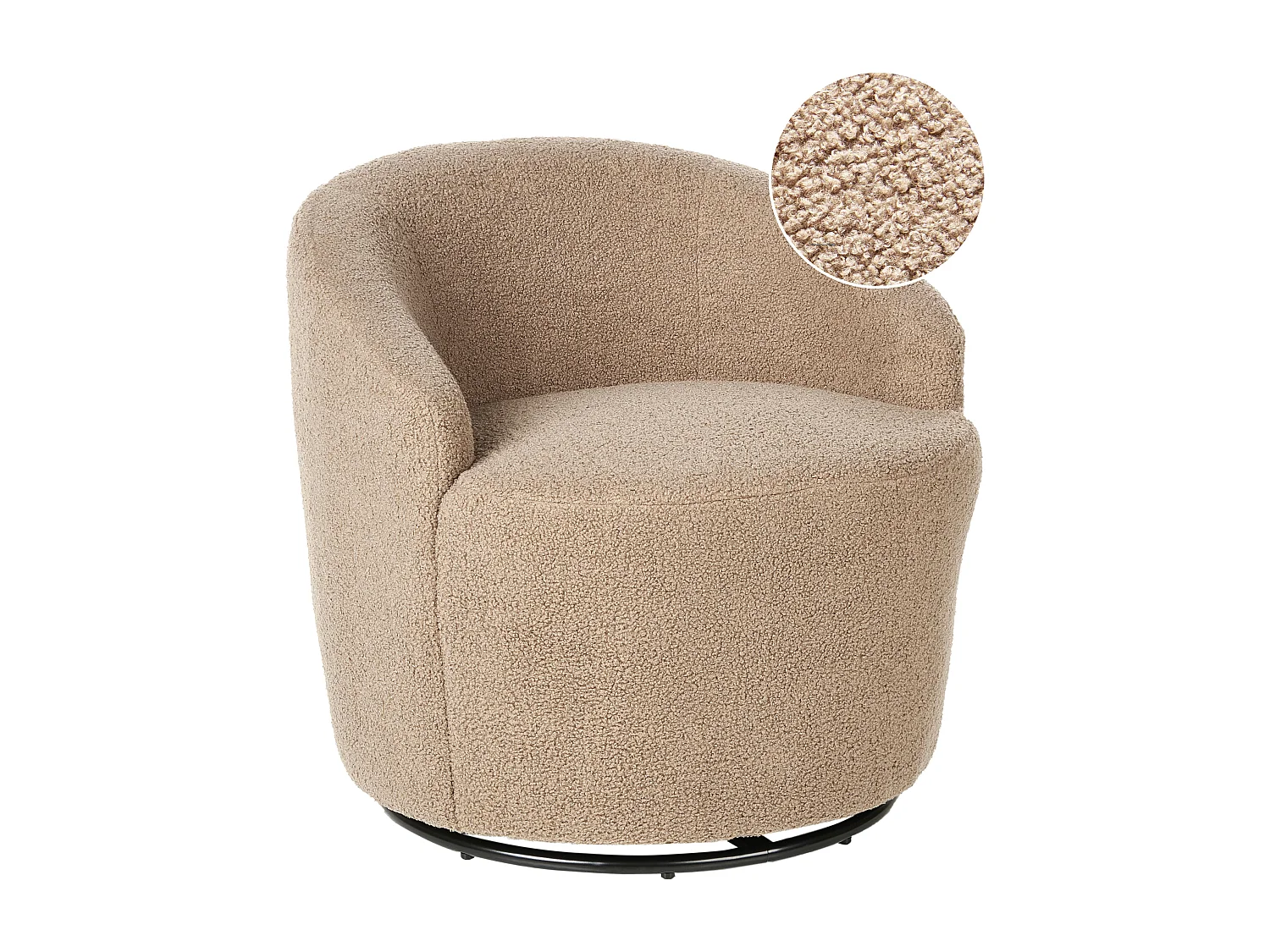 Fauteuil pivotant DAVIK Bouclé Taupe