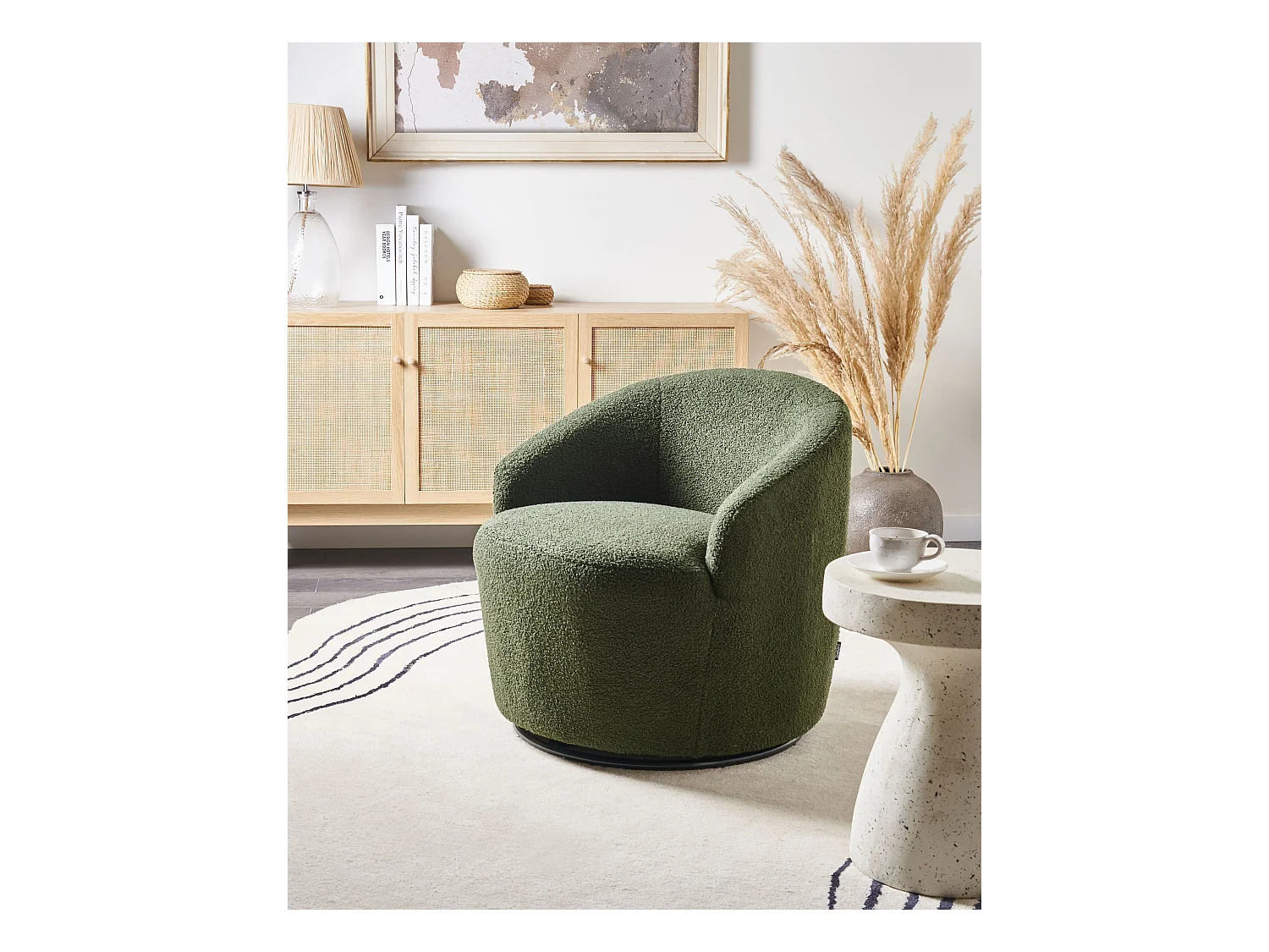 Fauteuil pivotant DAVIK Bouclé Vert foncé