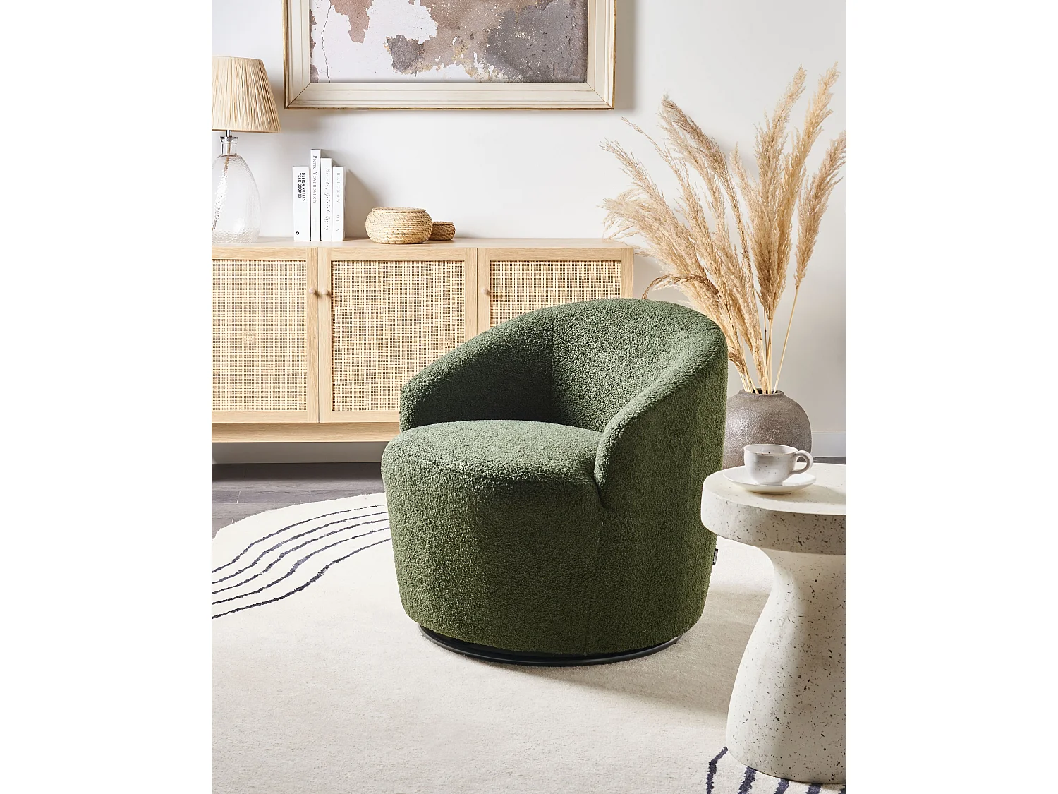 Fauteuil pivotant DAVIK Bouclé Vert foncé