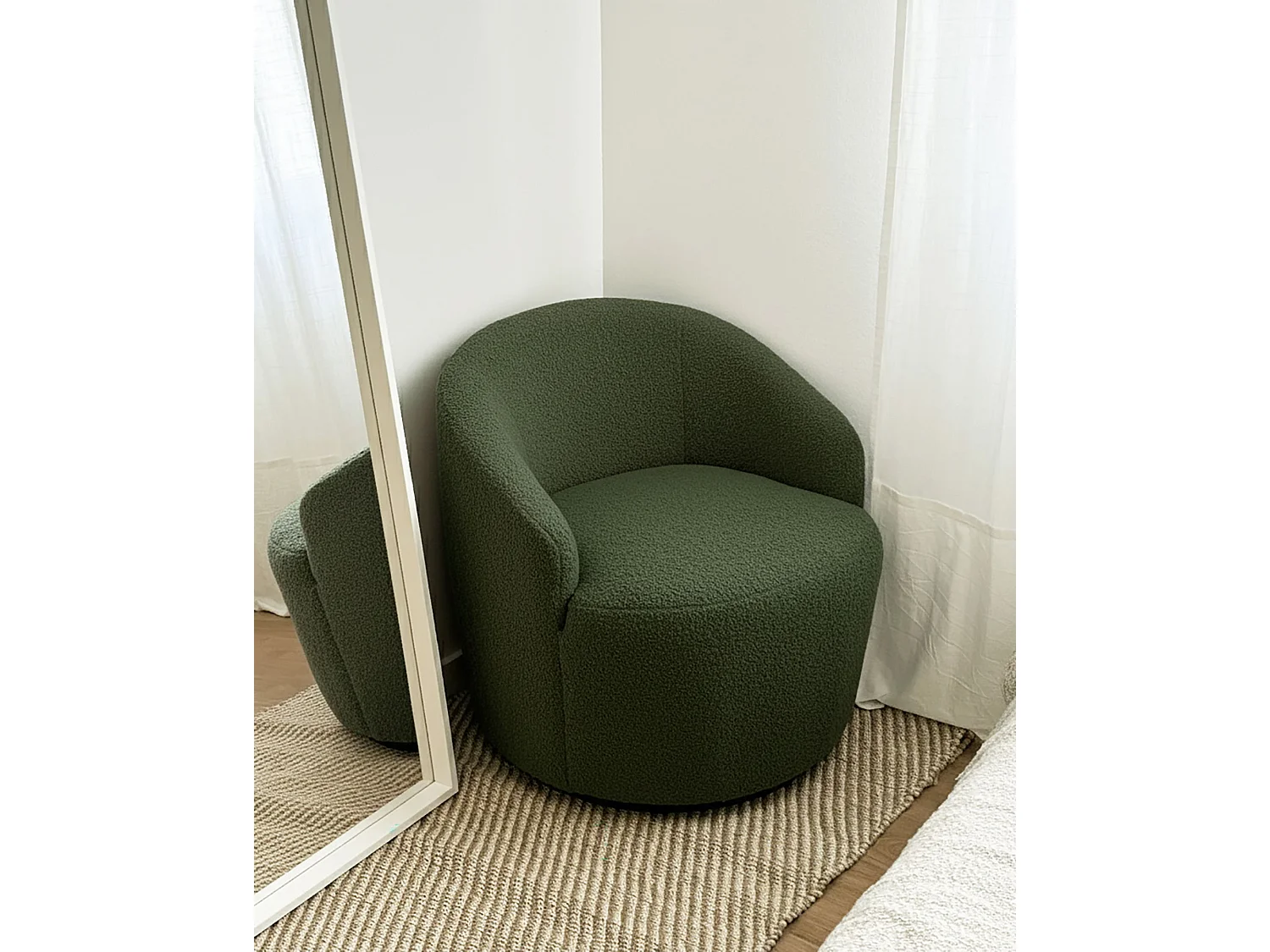Fauteuil pivotant DAVIK Bouclé Vert foncé