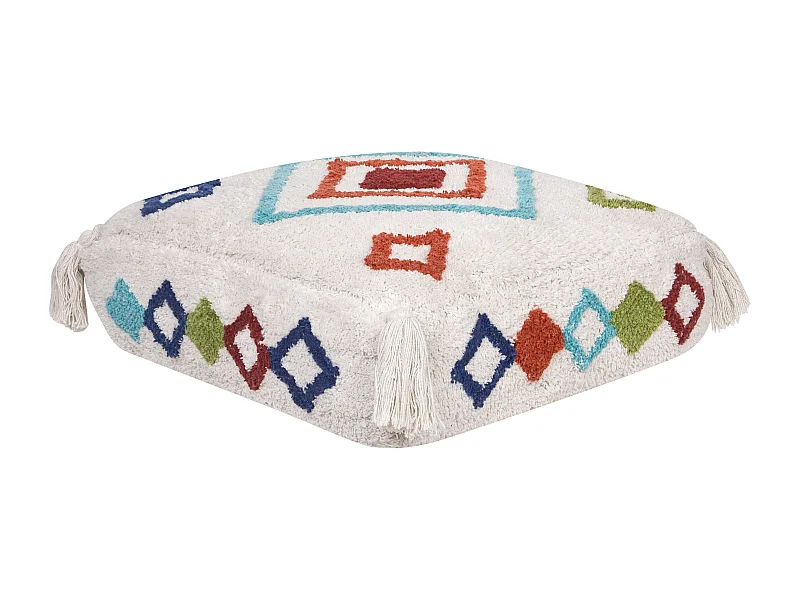Pouf Stickerei SEERANI Baumwolle Weiss 55 cm 55 cm 20 cm