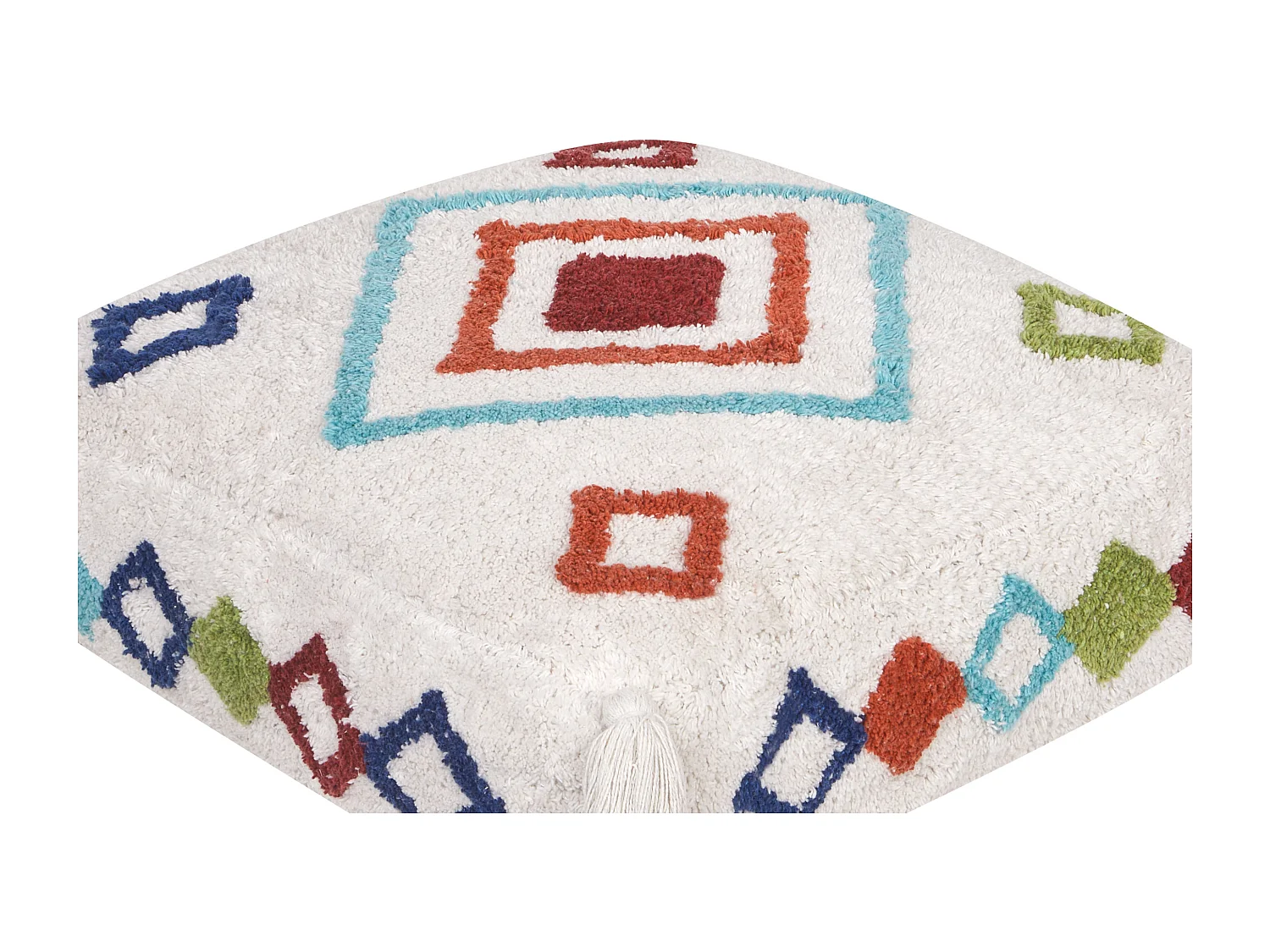 Pouf Broderie SEERANI Coton Blanc