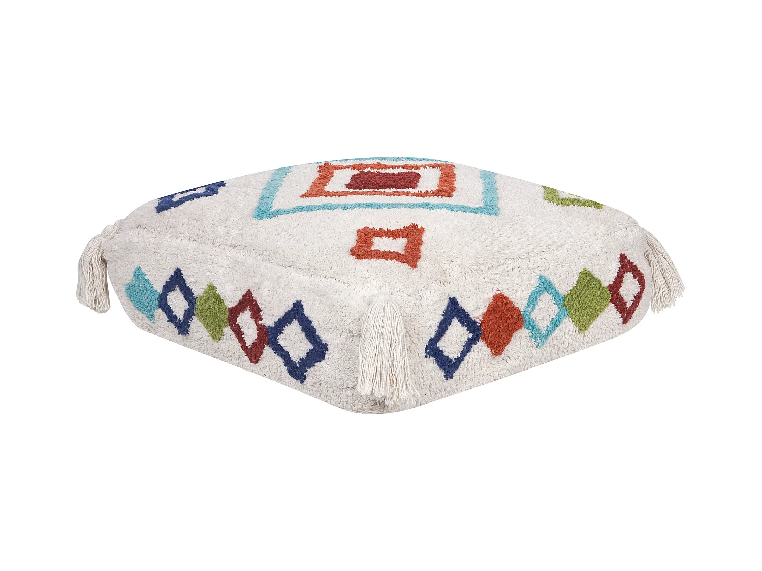 Pouf Broderie SEERANI Coton Blanc