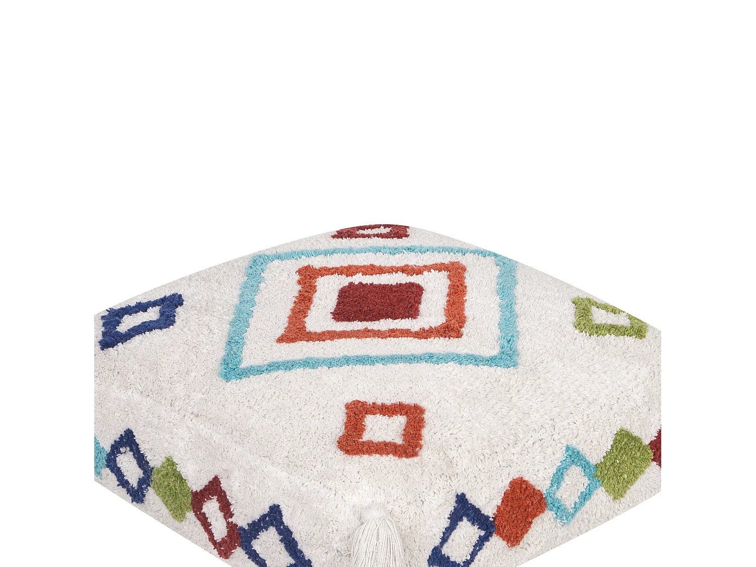 Pouf Broderie SEERANI Coton Blanc 55 cm 55 cm 20 cm