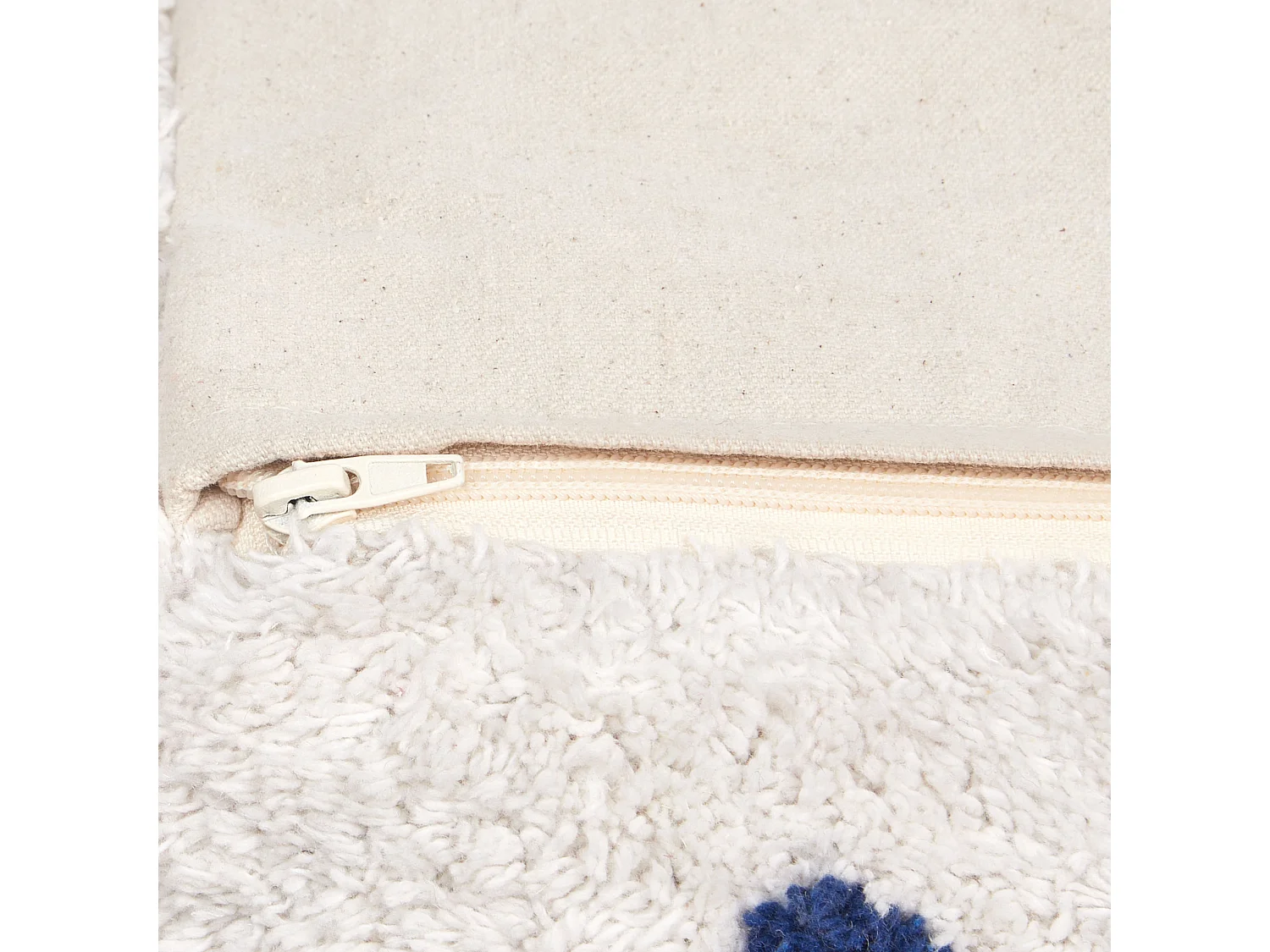 Pouf Broderie SEERANI Coton Blanc 55 cm 55 cm 20 cm