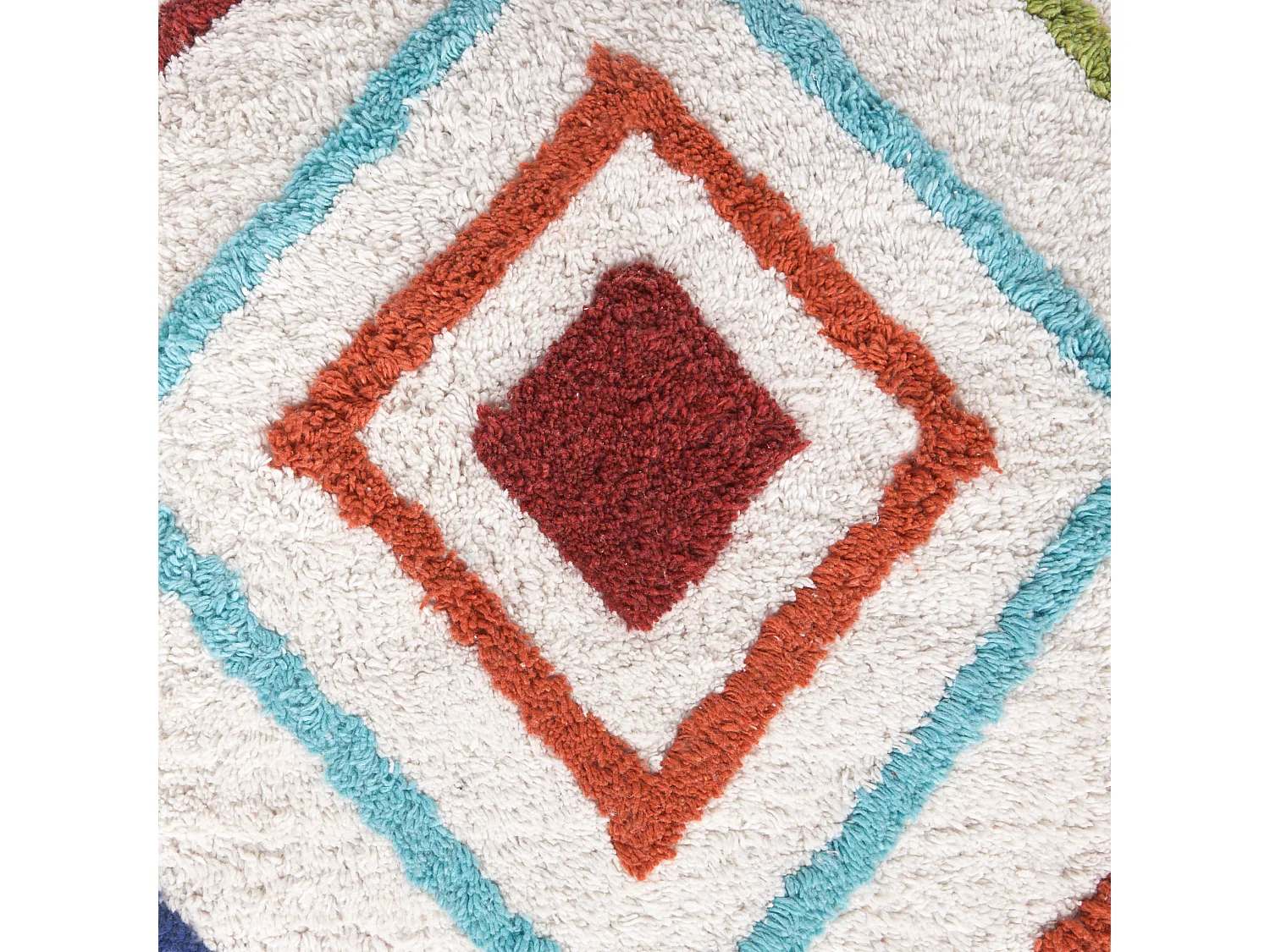 Pouf Broderie SEERANI Coton Blanc 55 cm 55 cm 20 cm