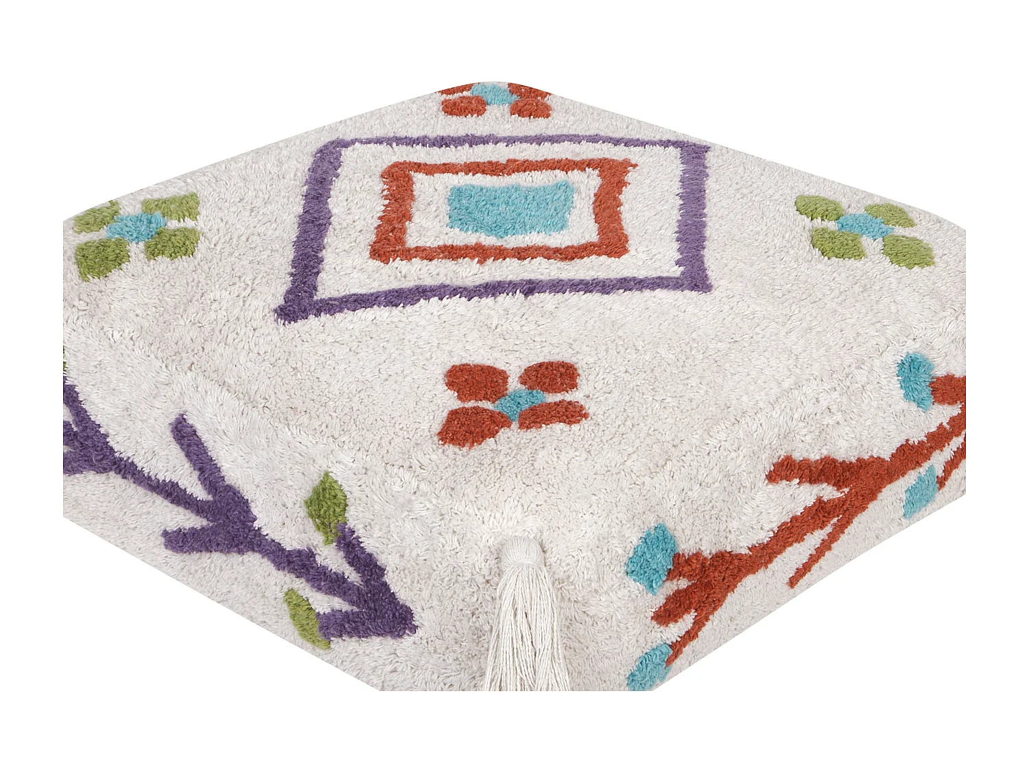 Pouf Broderie DIPLO Coton Blanc