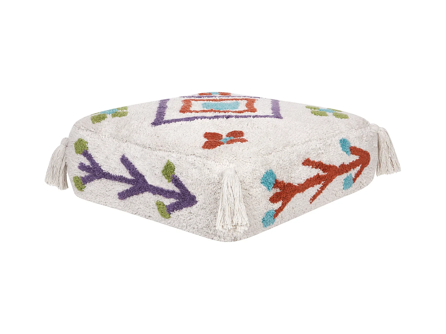 Pouf Broderie DIPLO Coton Blanc