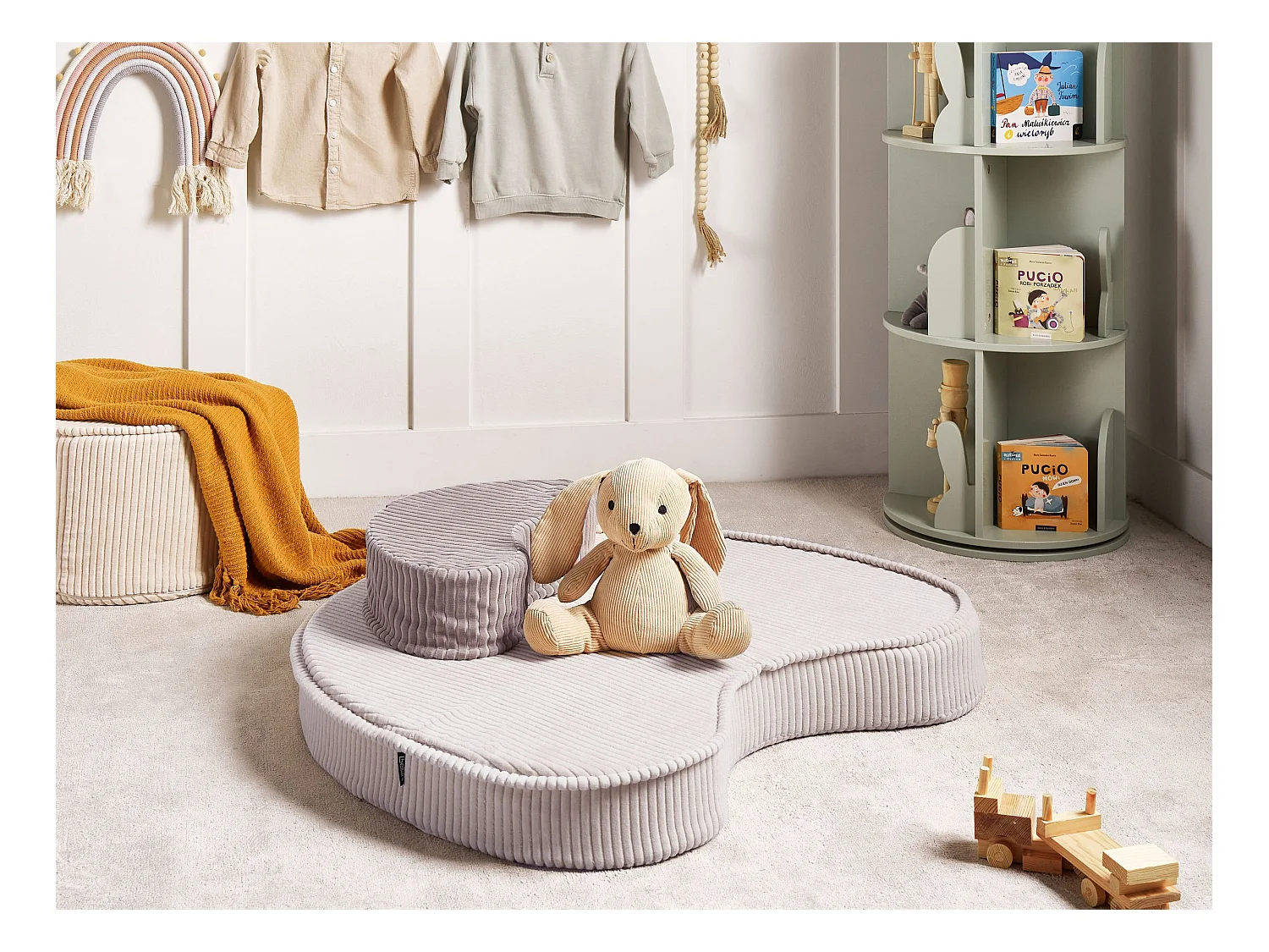Poef NILI Fluweel Lichtbeige 90/40 cm 75/25 cm 10 cm