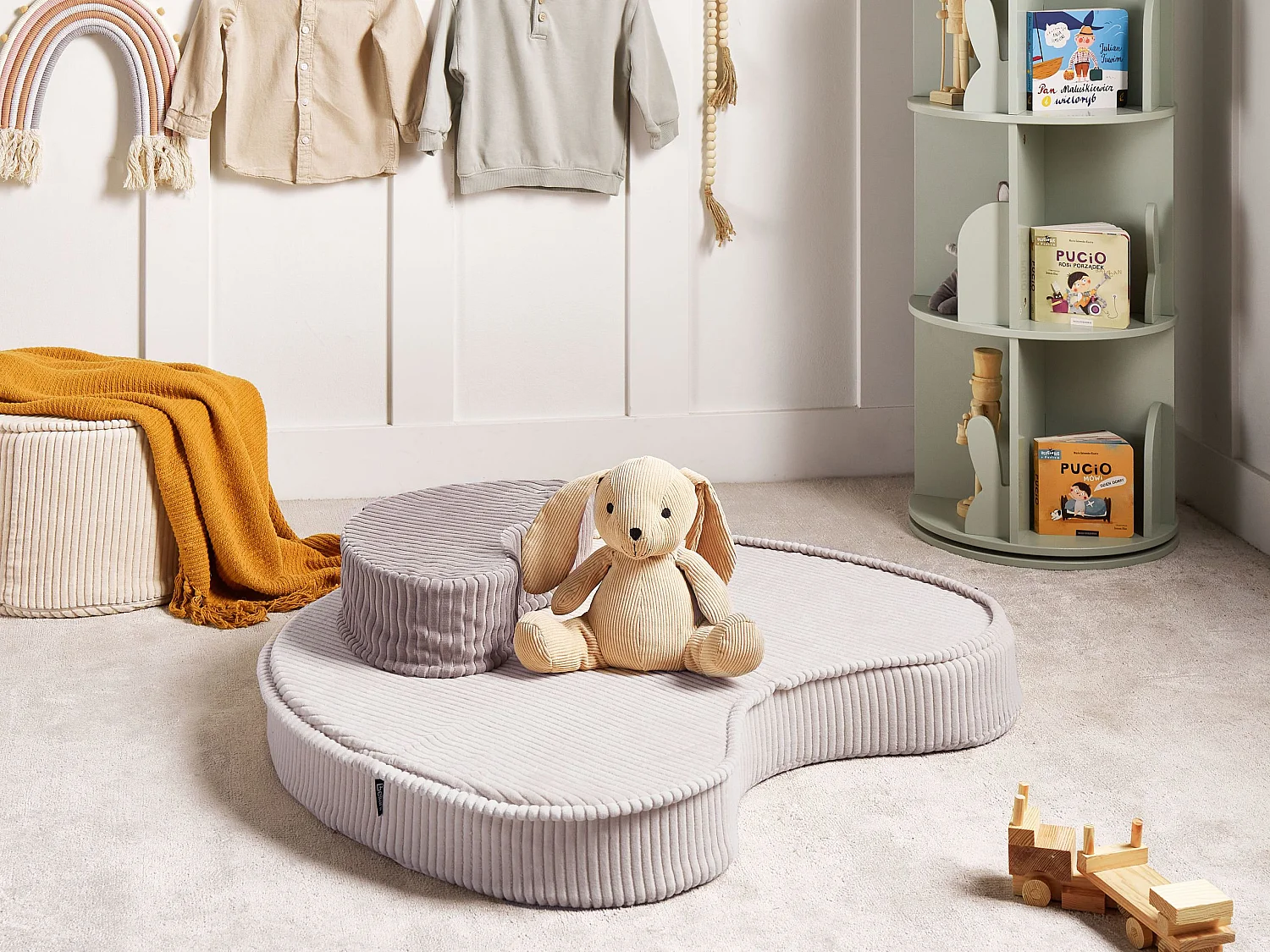 Pouf NILI Velours Beige clair 90/40 cm 75/25 cm 10 cm